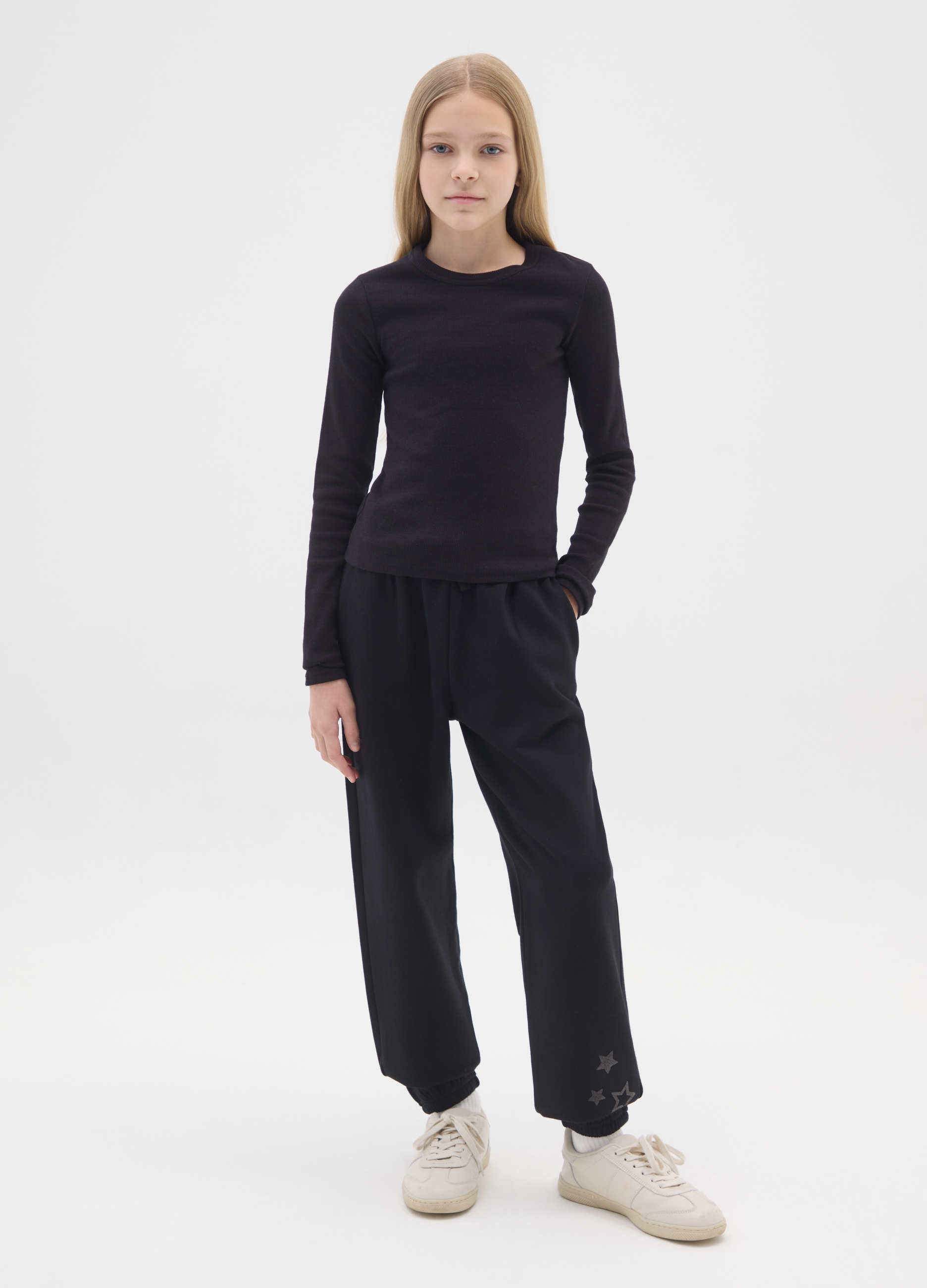 OVS KIDS, Pantaloni Jogger Da Ragazza In Puro Cotone Bianco Regular Fit, Bambina, Bianco, Taglia: 10-11