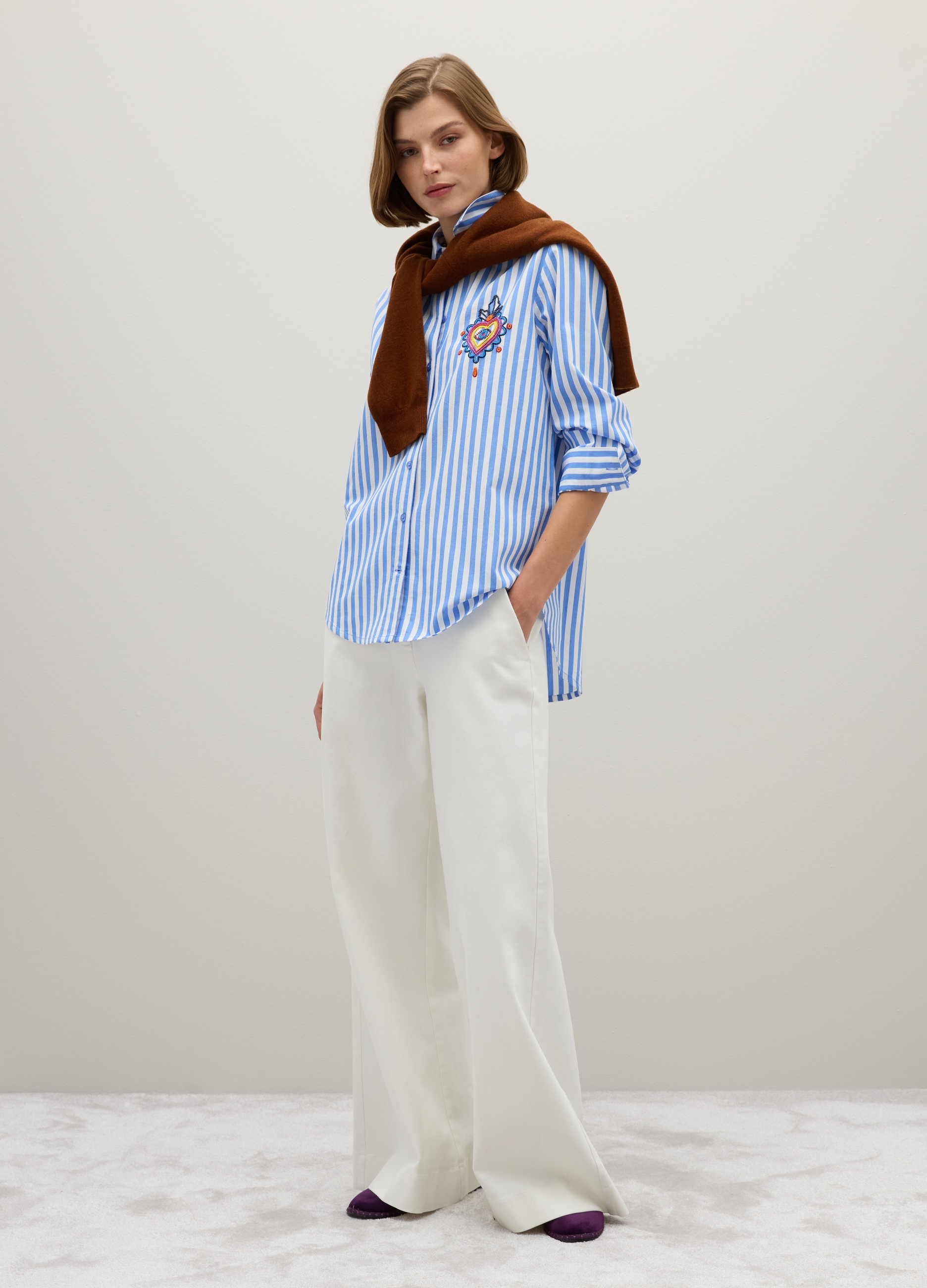 PIOMBO, Camicia In Puro Cotone Multicolor Regular Fit, Donna, Multicolor, Taglia: S