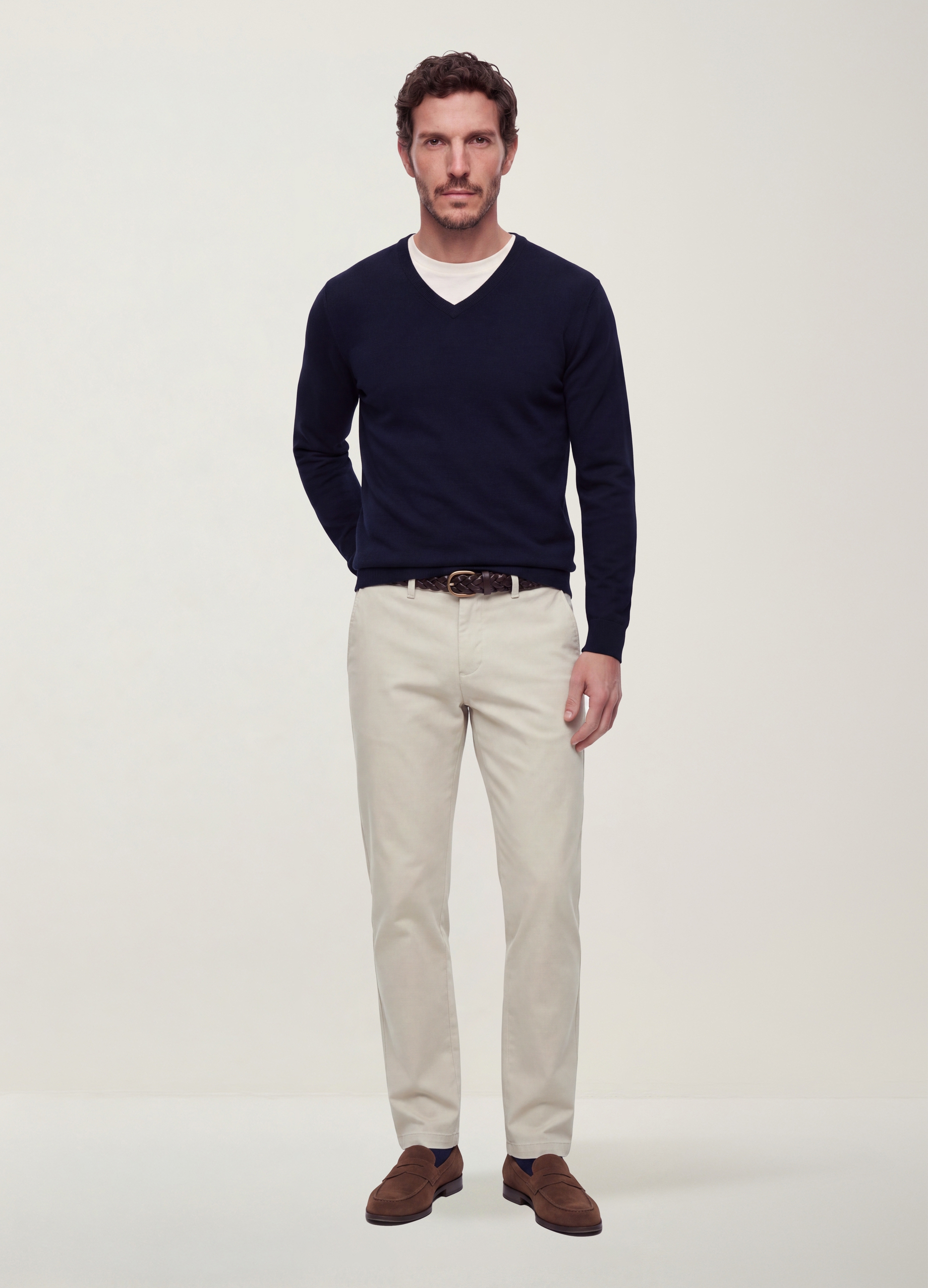 OVS, Maglia Blu In Misto Viscosa Con Scollo A V Regular Fit, Uomo, Blu, Taglia: M