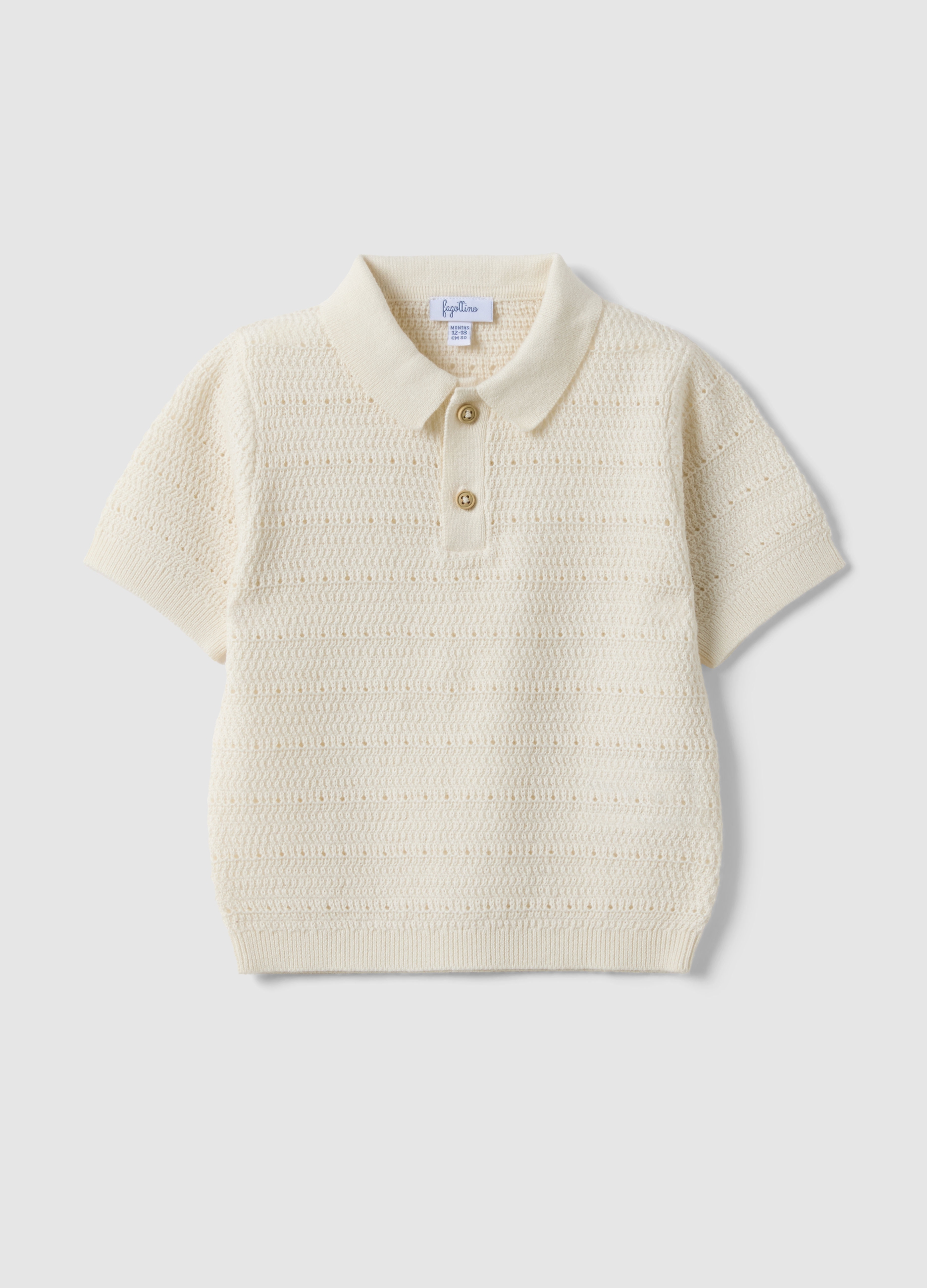 FAGOTTINO, Polo Blanco De Puro Algodón Para Niño Ajuste Regular Con Diseño De Punto, Niño, Blanco roto, Talla: 18-24