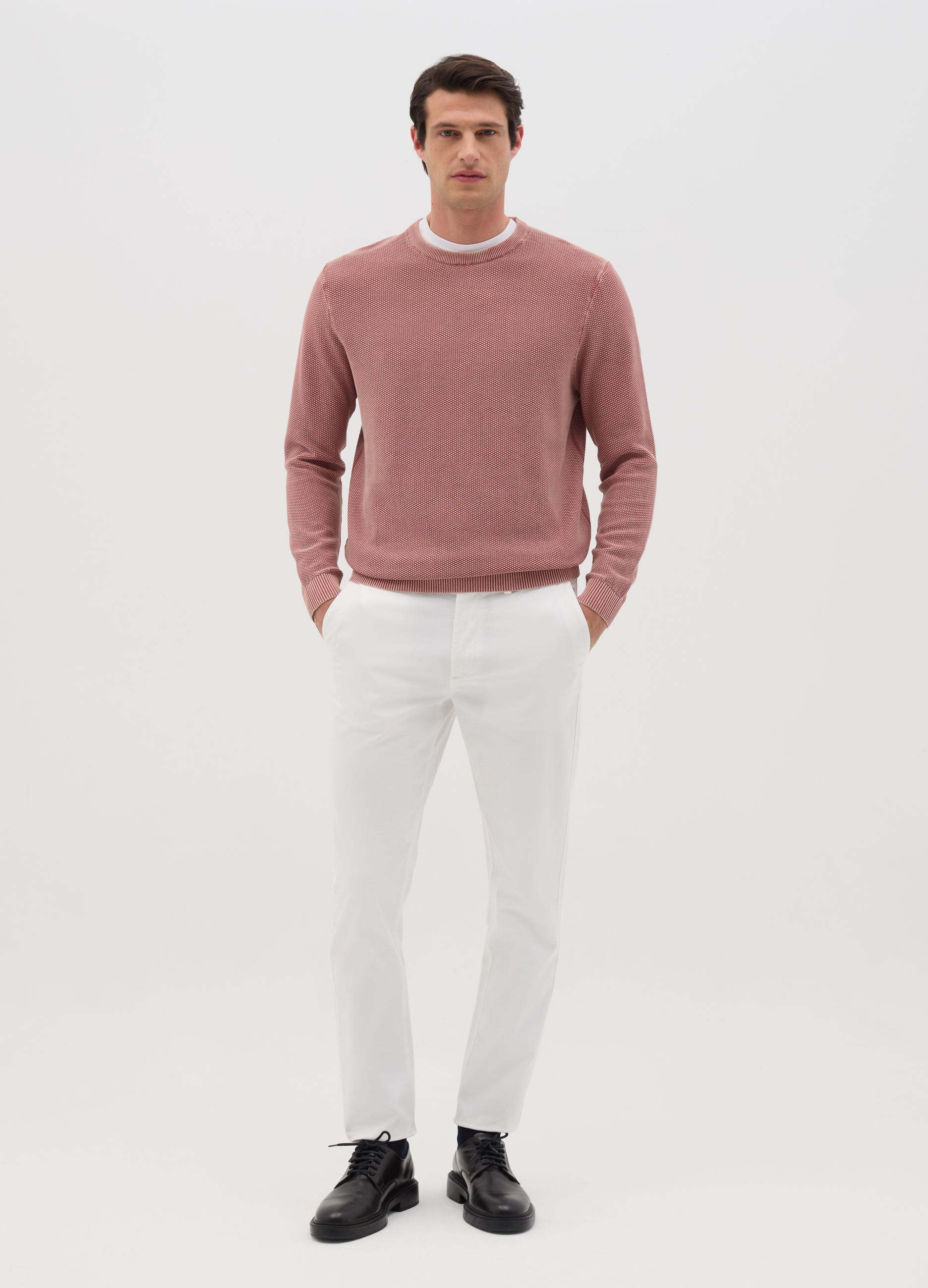 OVS, Pantalón De Algodón Puro Blanco Slim Fit Para Hombre, Hombre, Azul claro, Talla: 46