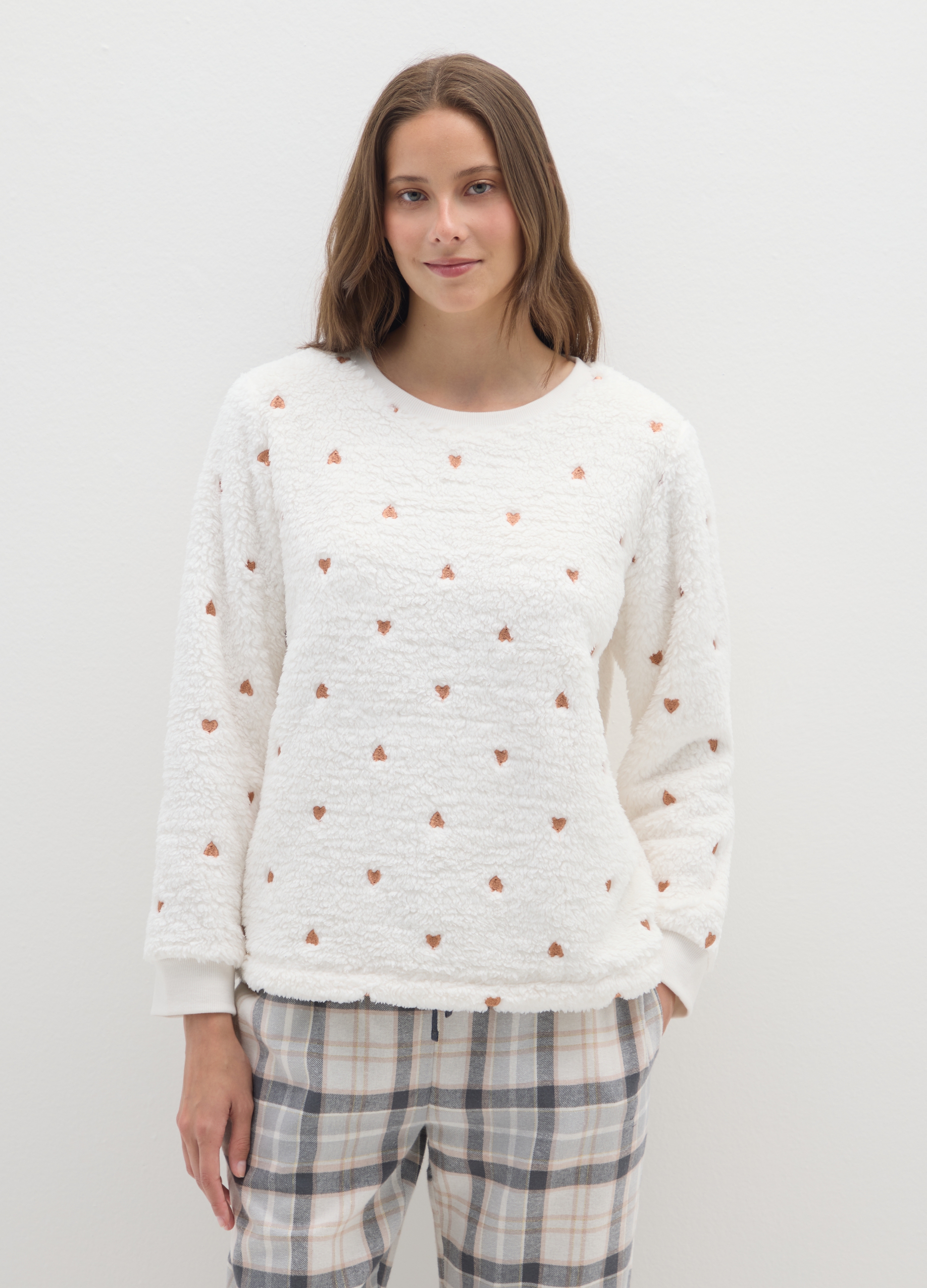 Camisa De Pijama Blanca Ajuste Regular Con Estampado, Mujer, Blanco óptico, Talla: S