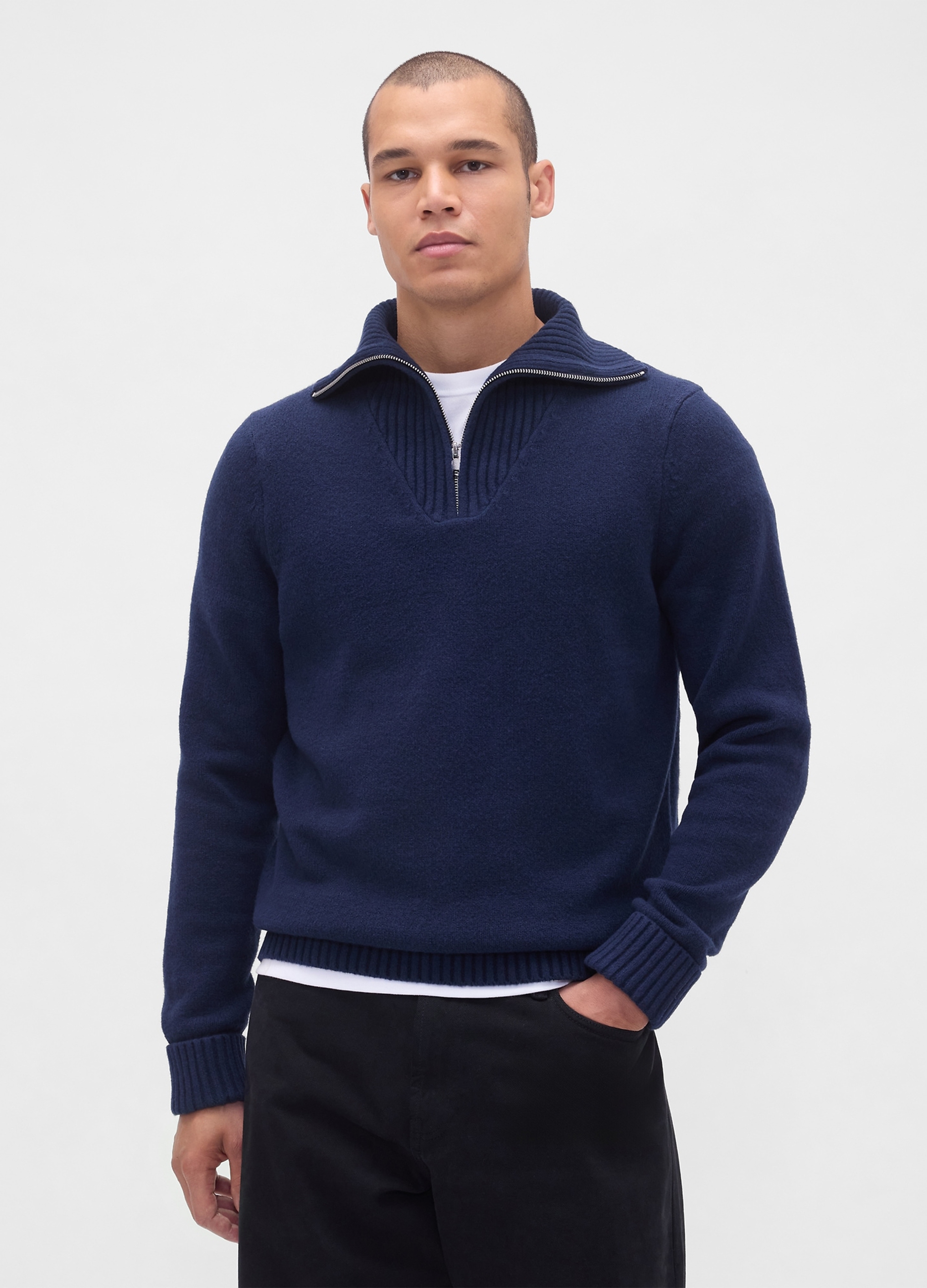 GAP, Maglione Cashsoft Con Zip, Uomo, Blu, Taglia: XXL