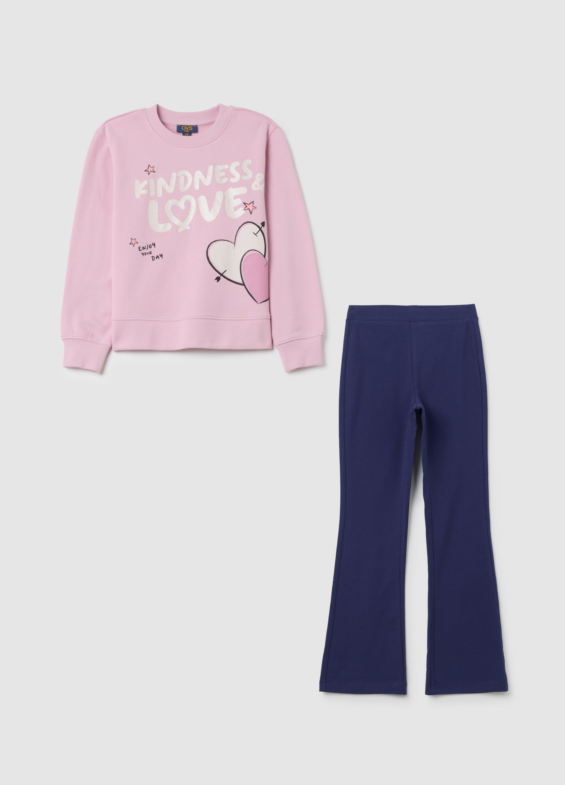 Conjunto De Sudadera Y Pantalón Rosa De Algodón Para Niña, Niña, Rosa Claro, Talla: 8-9