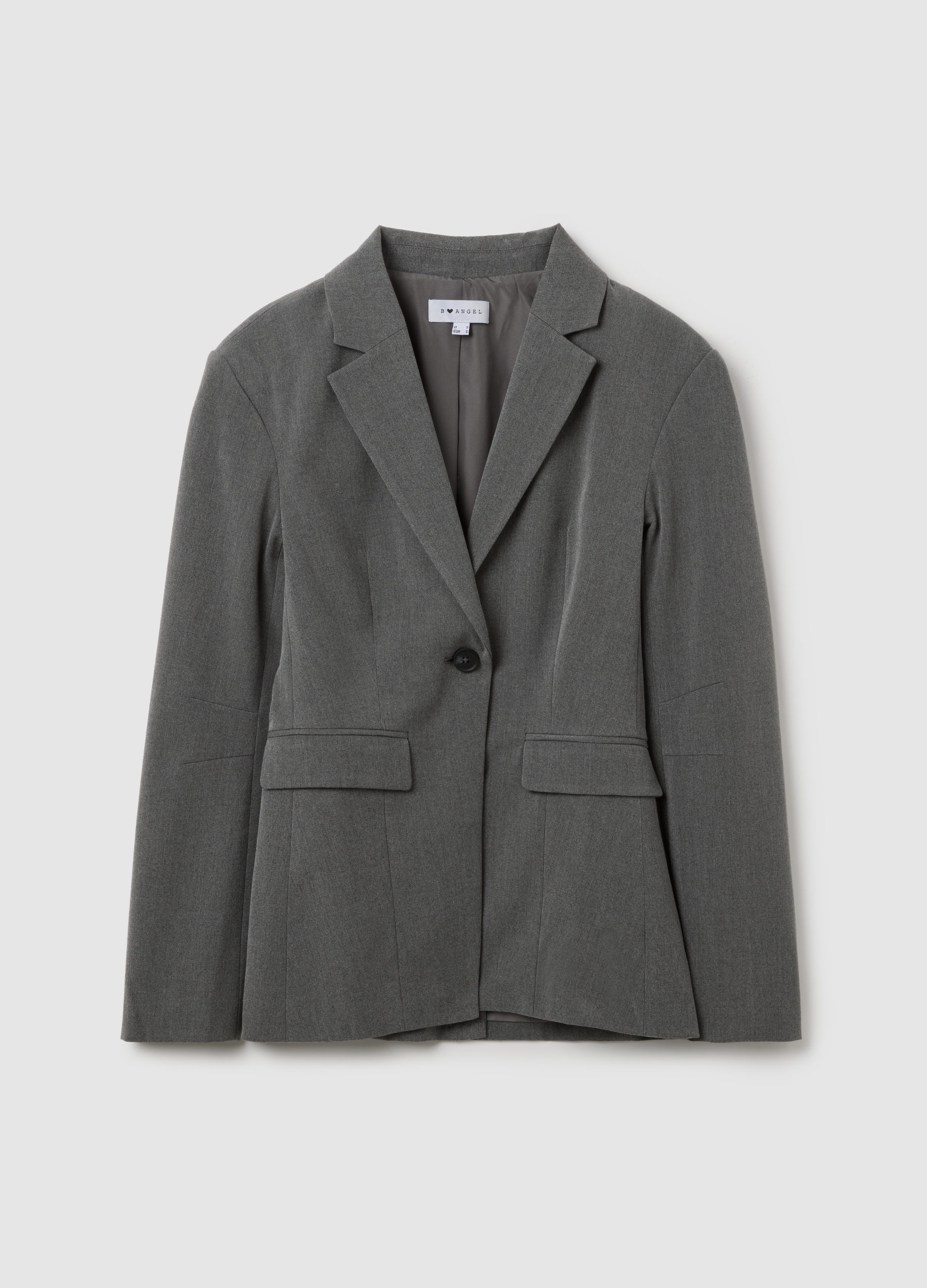 OVS, Blazer Gris Slim Fit Con Solapa Y Botón, Mujer, Gris ceniza, Talla: L