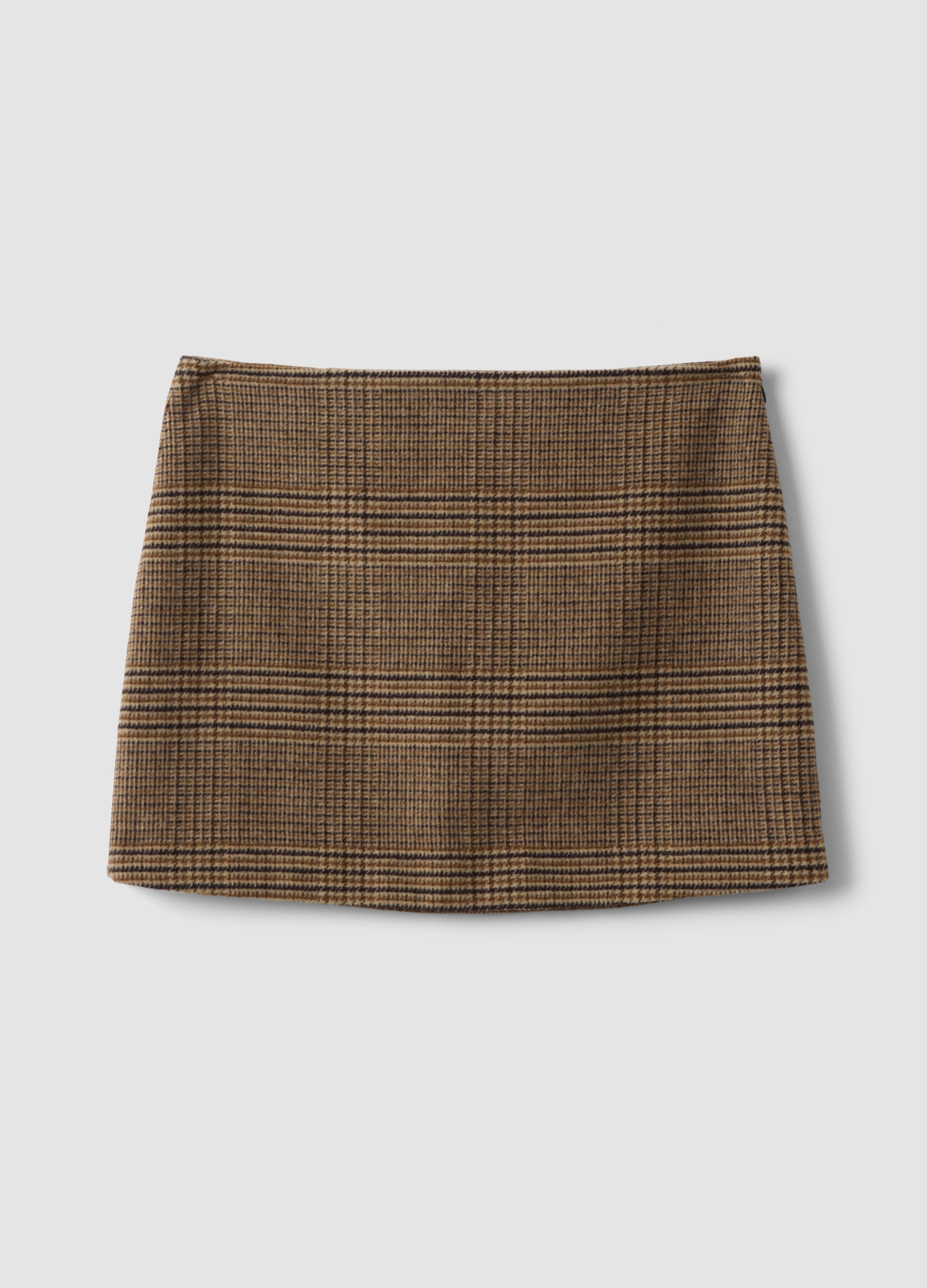 LES COPAINS, Mini Gonna Marrone In Misto Lana Con Fantasia A Quadri, Donna, Marrone, Taglia: XL