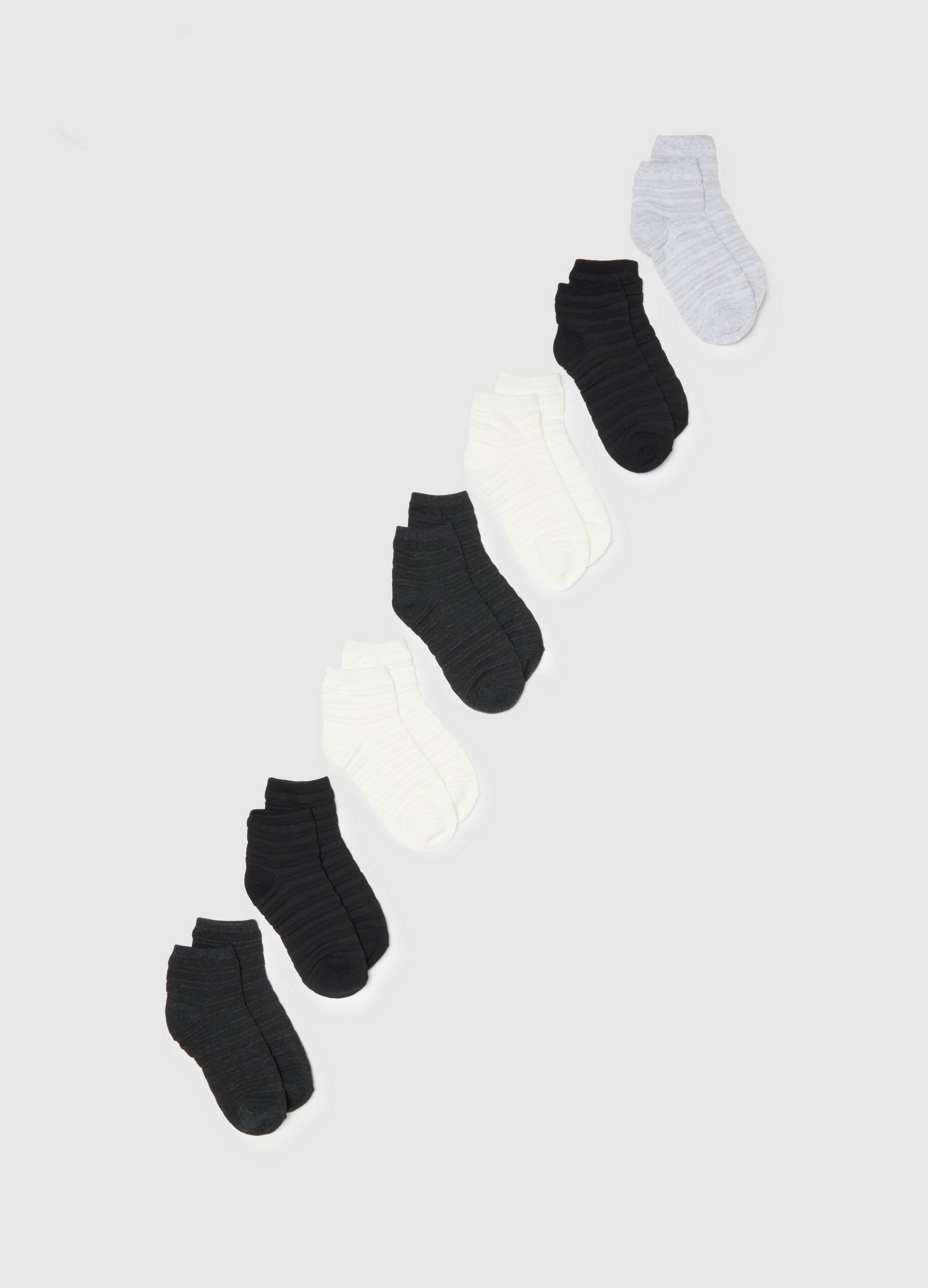 Multipack De Calcetines De Algodón Elástico Multicolor, Mujer, Negro/Blanco/Gris, Talla: 39-41