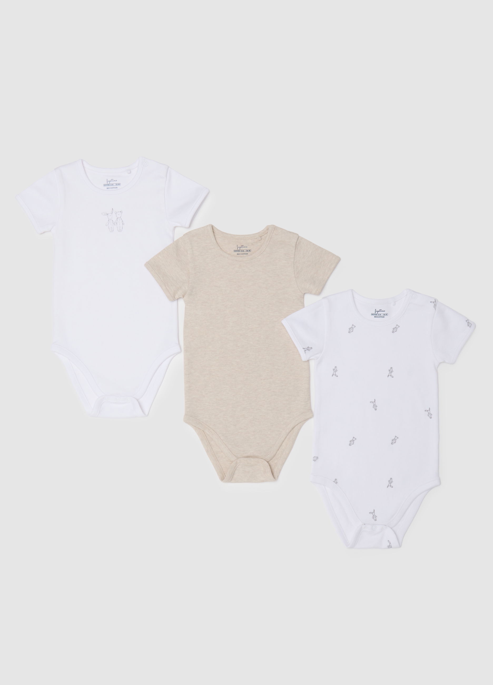 FAGOTTINO, Tripack Di Body Da Neonata In Cotone Biologico Multicolor, Bambina, Multicolor, Taglia: 18-24