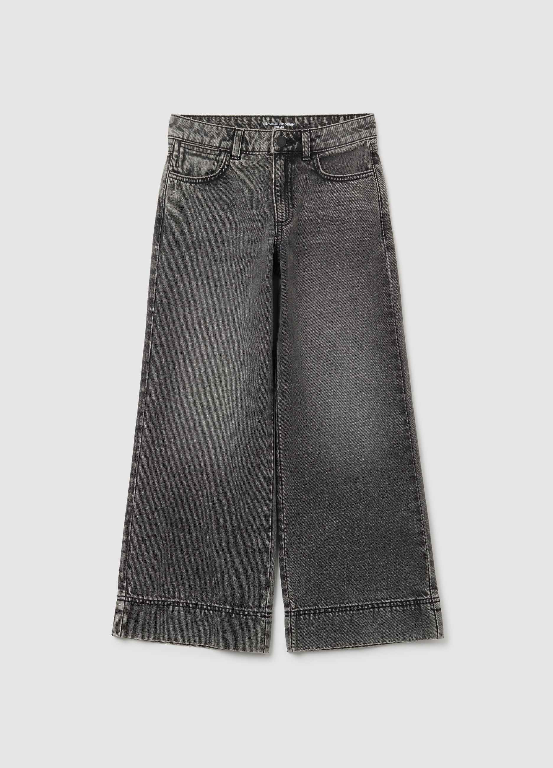 OVS, Mädchen-jeans Aus Schwarzem Baumwolle Im Weiten Schnitt, Mädchen, Graphitgrau, Größe: 10-11