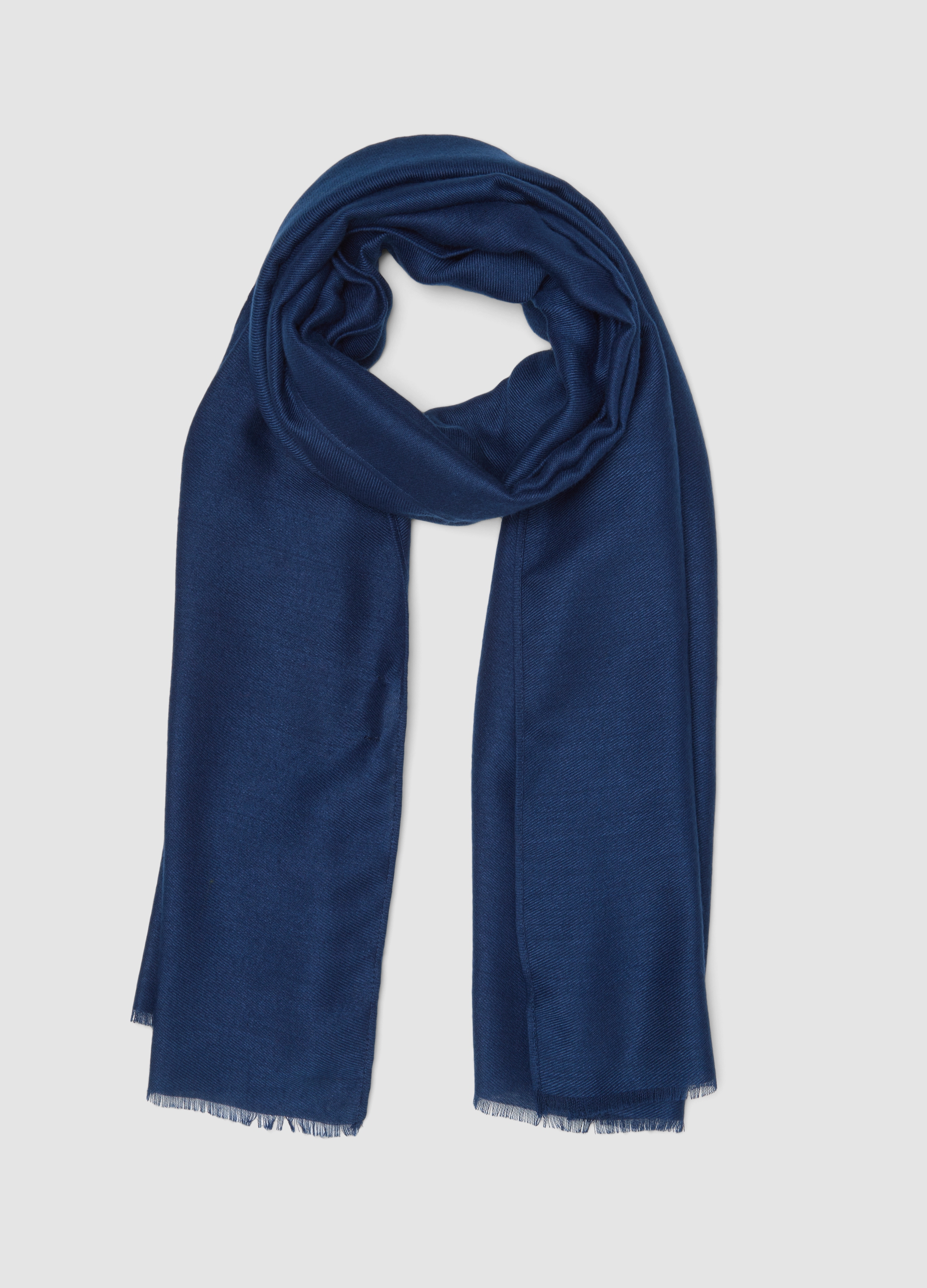 PIOMBO, Sciarpa Blu Con Frange, Donna, Blu, Taglia: ONE SIZE