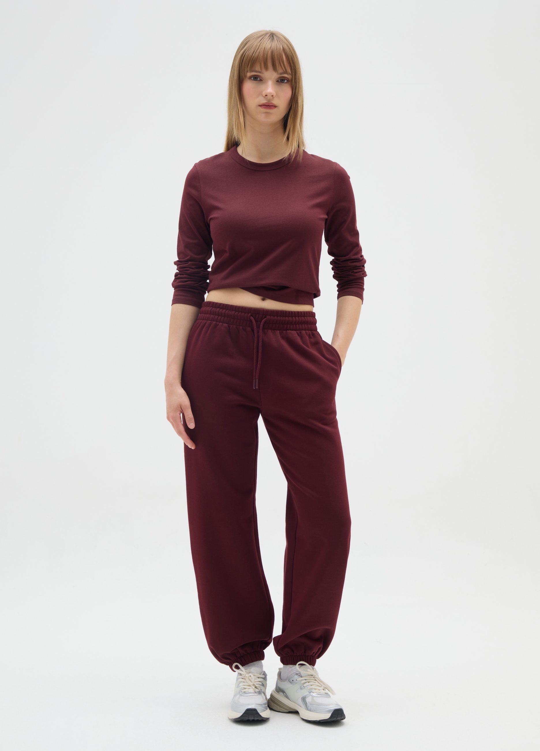 Jersey Rojo De Algodón Puro Ajuste Regular, Mujer, Rojo Oscuro, Talla: 36