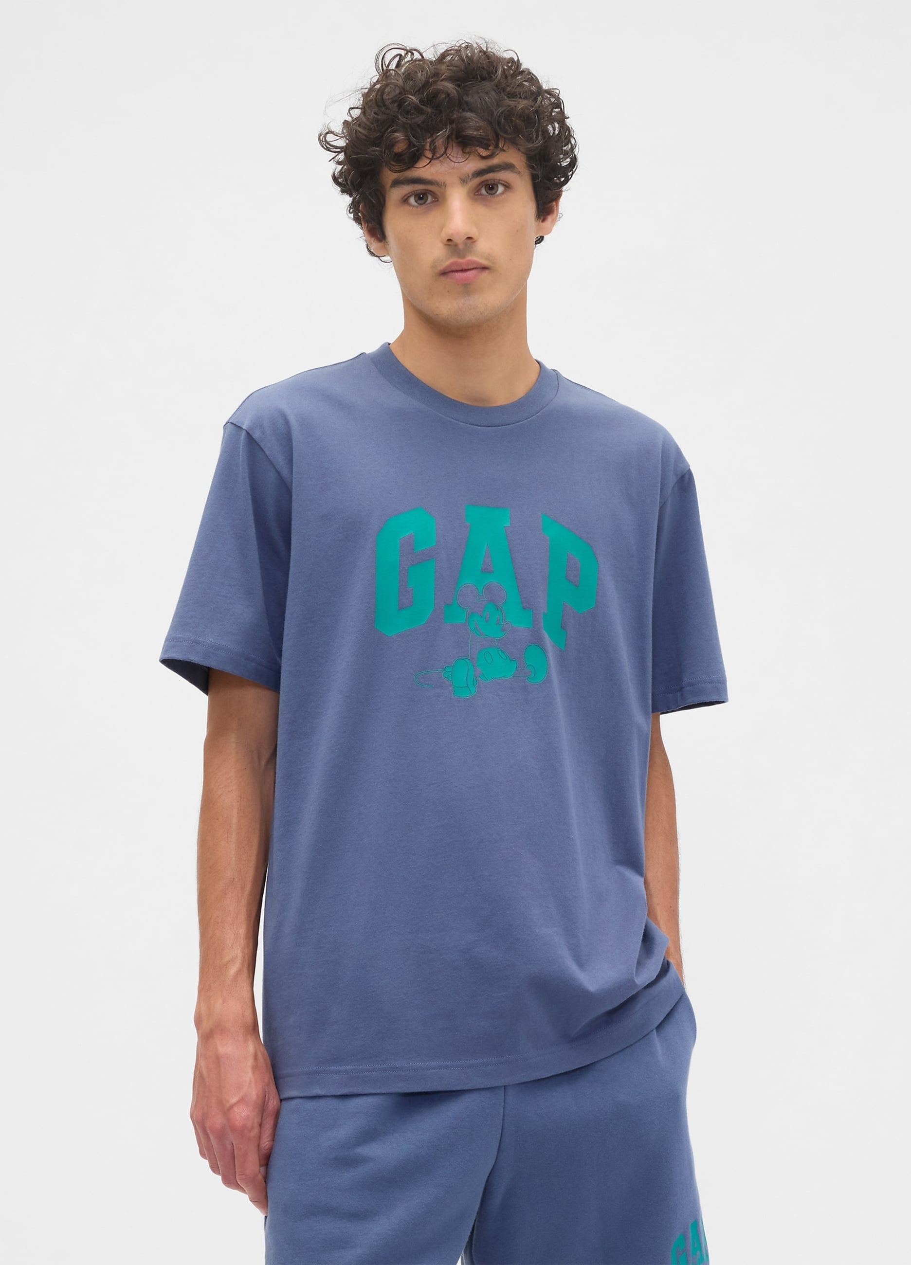 GAP, T-shirt Disney In Misto Cotone Con Logo Gap, Uomo, Blu, Taglia: L