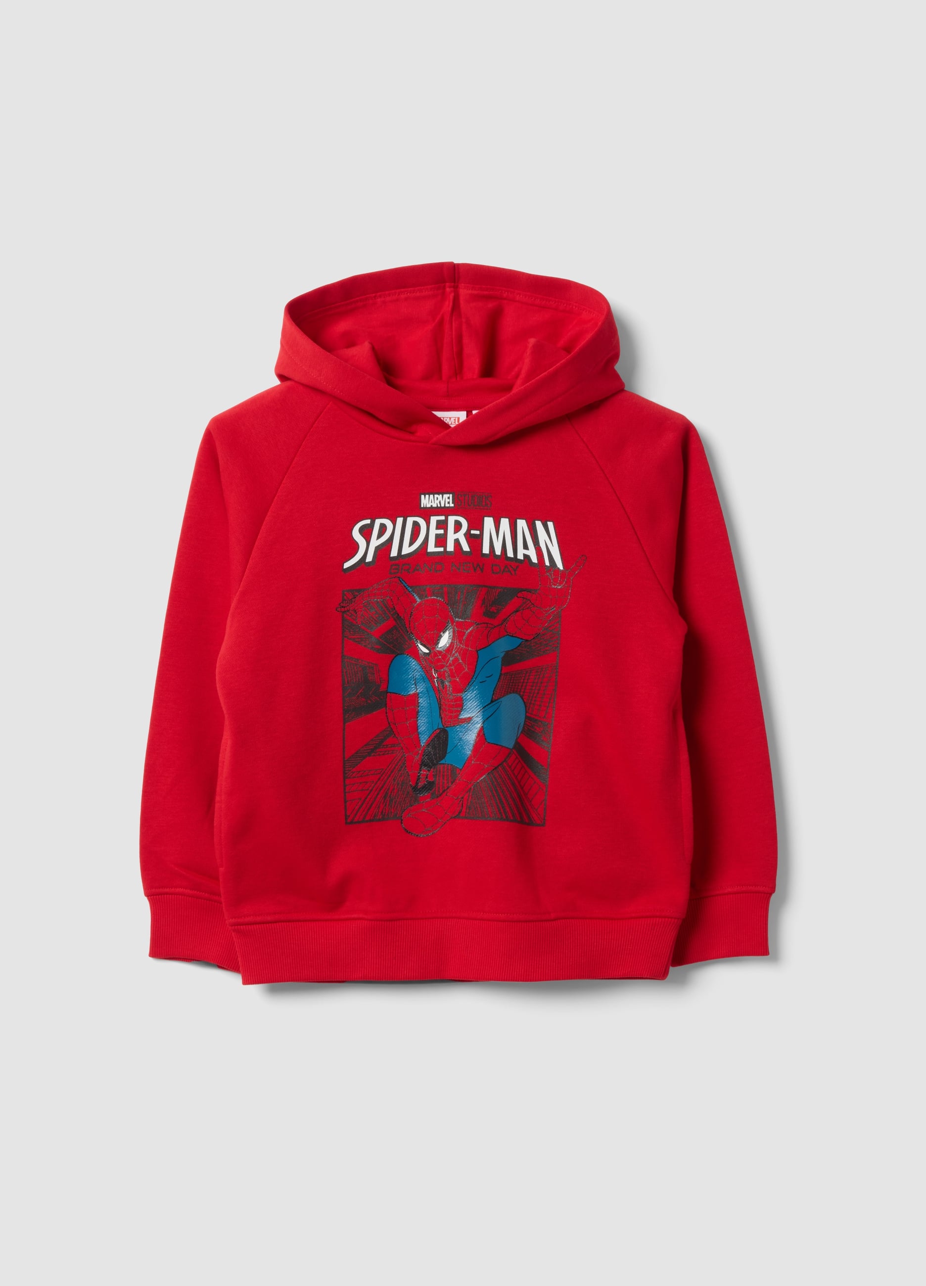 MARVEL, Felpa Over Rossa Con Cappuccio In Misto Cotone Con Stampa Marvel Spider-man Per Bambino, Rosso, Taglia: 3-4