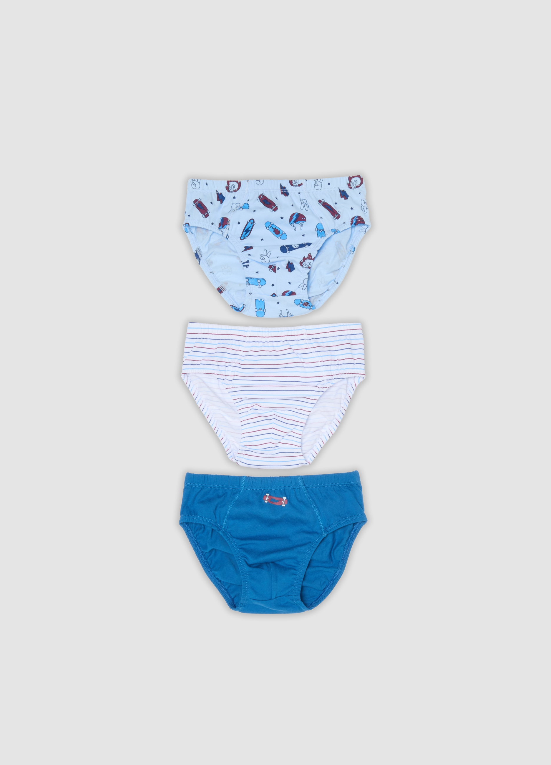 OVS KIDS, Tripack Di Slip Multicolor In Puro Cotone Organico Per Bambino E Ragazzo, Multicolor, Taglia: 3-4