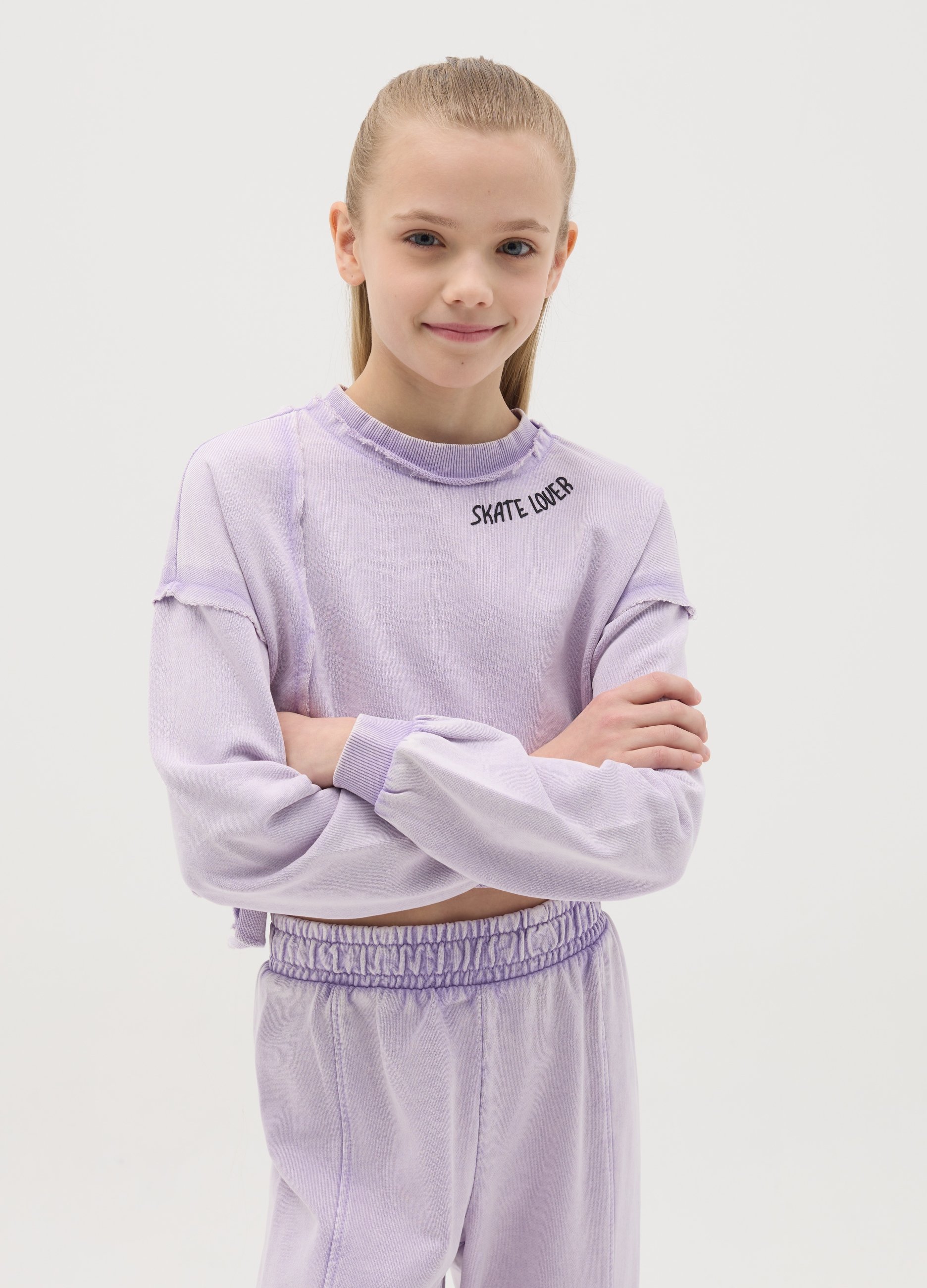 Sudadera Corta Con Estampado 