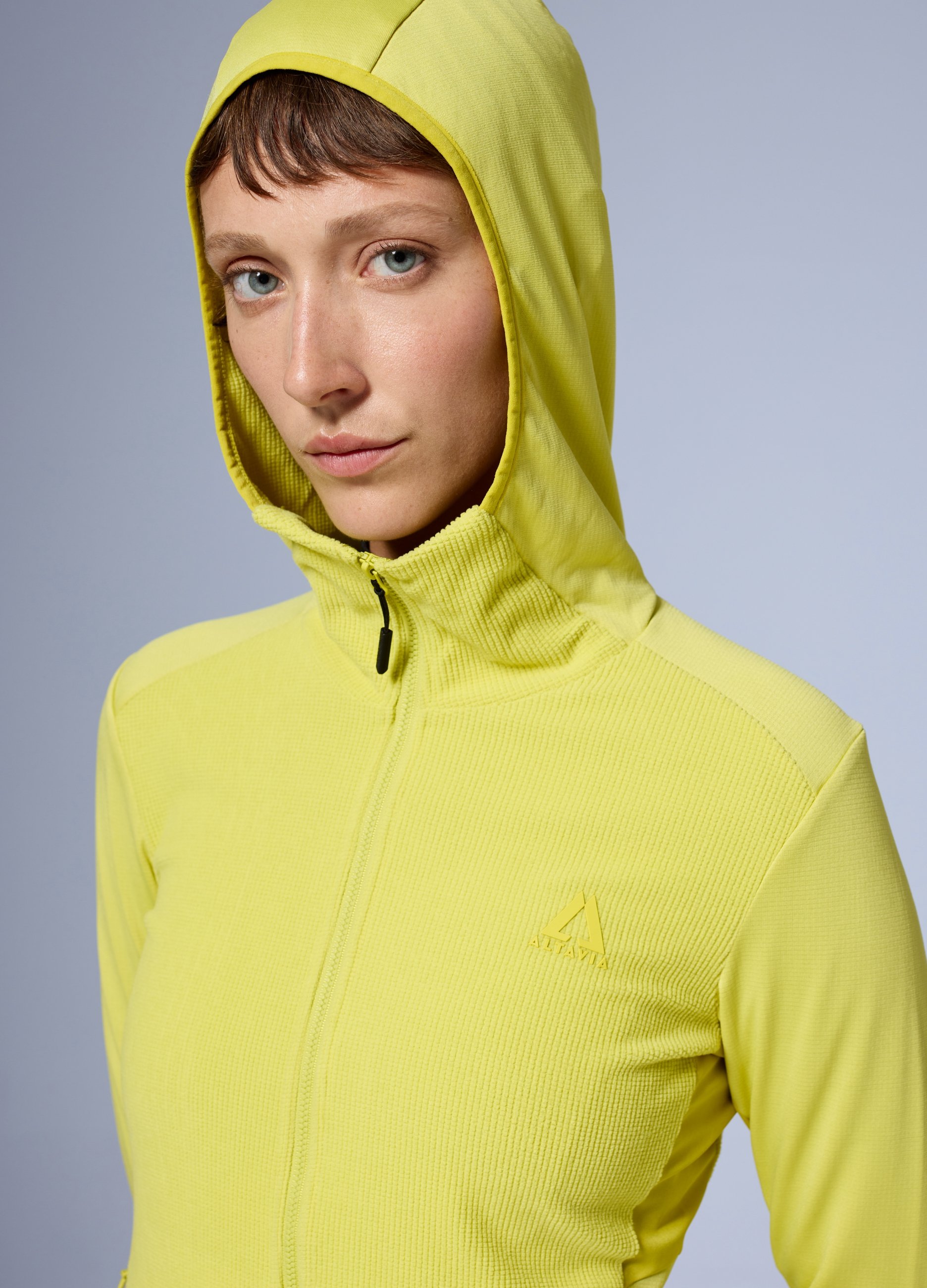 OVS, Chaqueta De Forro Waffle Con Capucha Y Cremallera Completa Altavia Con Deborah Compagnoni, Mujer, Verde ácido, Talla: 34