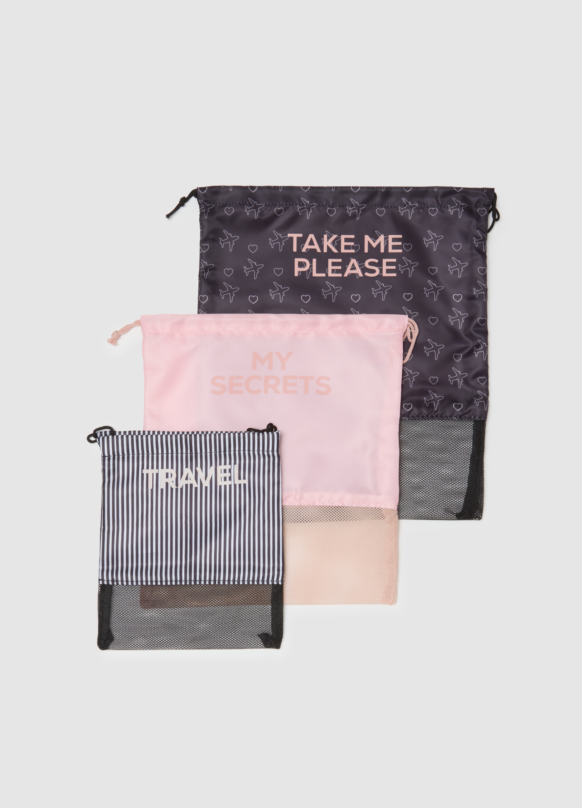 OVS, Set Di Sacchetti In Multicolor Con Stampe, Donna, Multicolor, Taglia: ONE SIZE