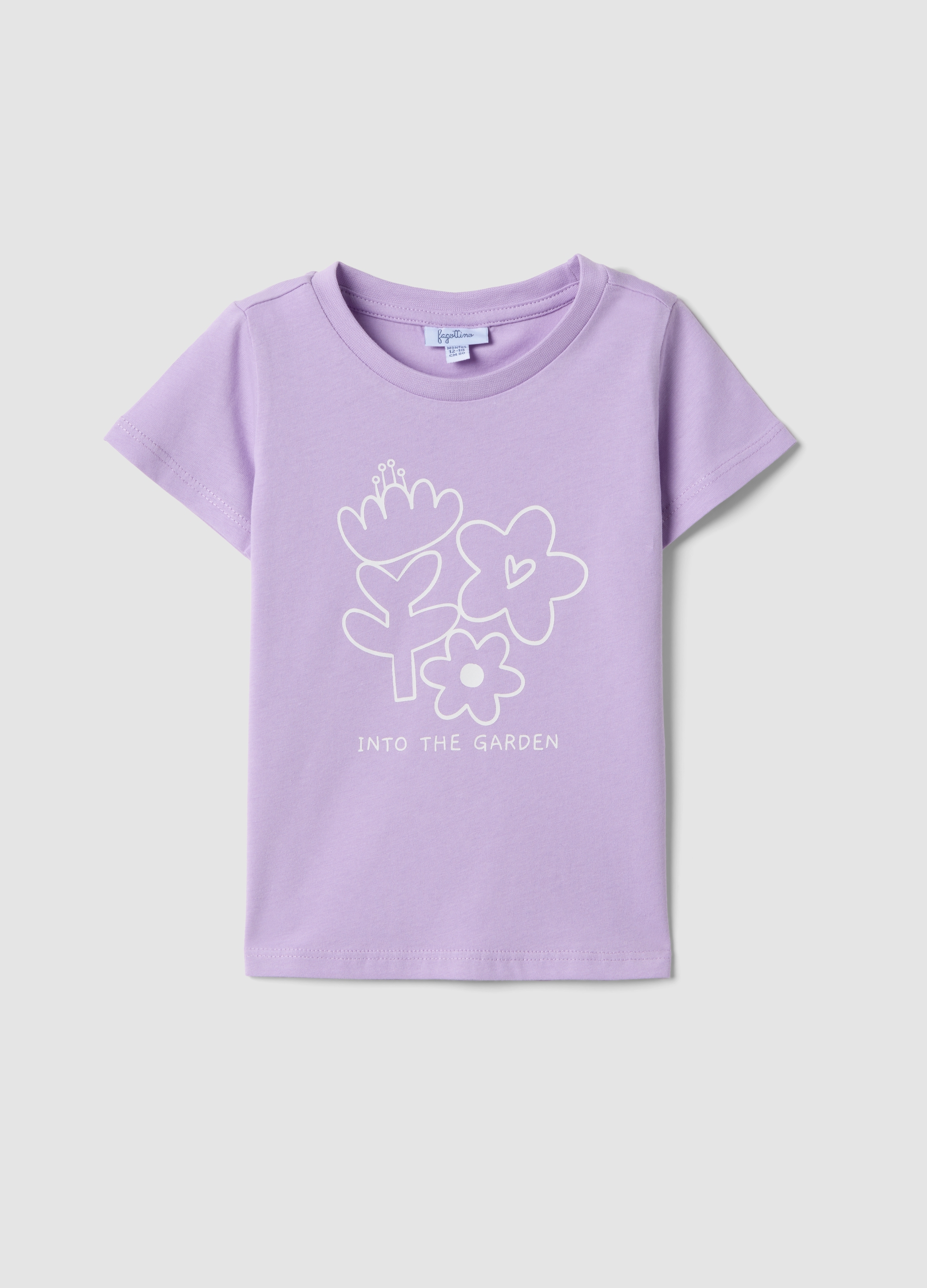 FAGOTTINO, Camiseta De Niña De Algodón Puro Violeta, Ajuste Regular Con Estampado, Niña, Lila, Talla: 18-24