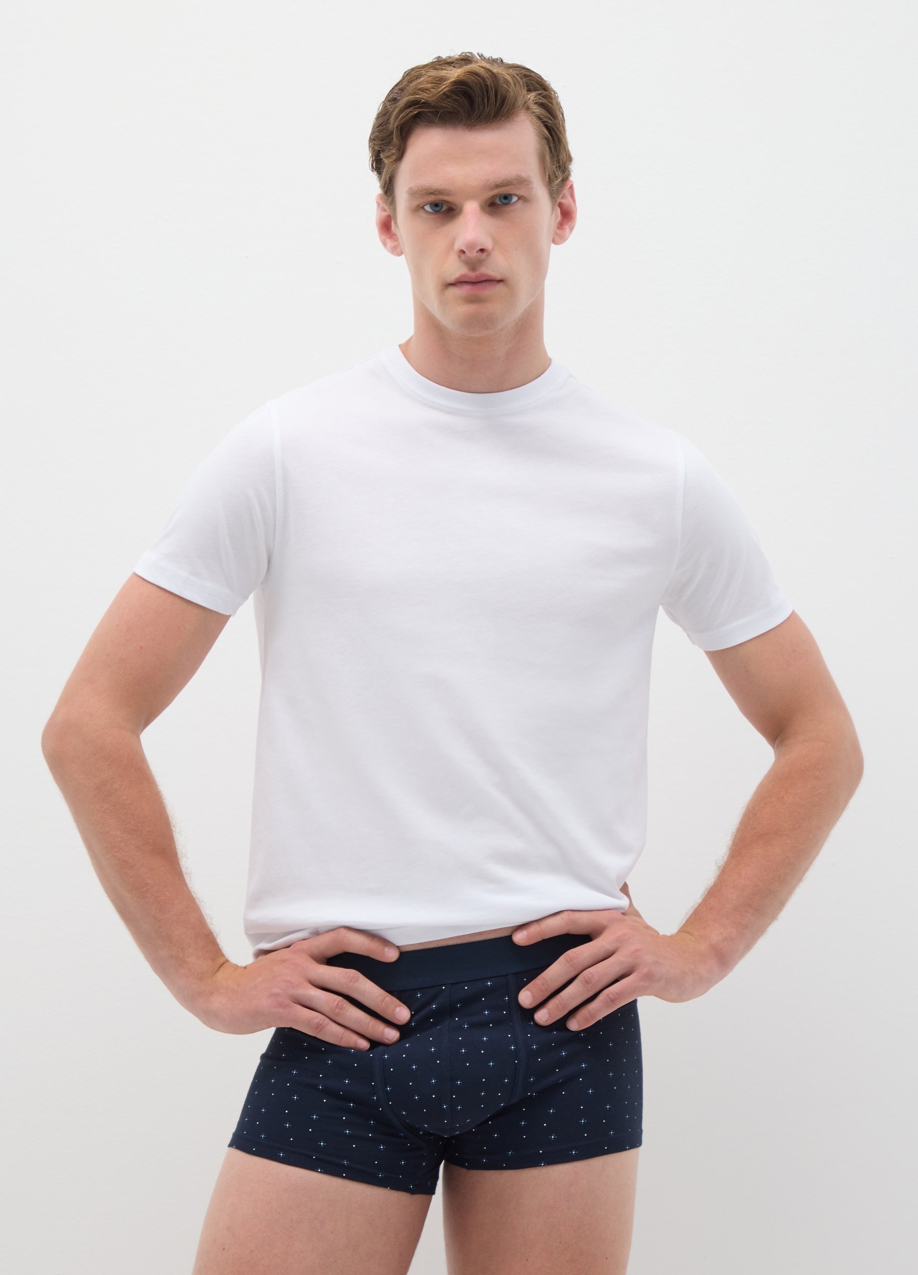 Juego De 3 Bóxers De Hombre En Mezcla De Algodón Multicolor Ajuste Regular, Hombre, Azul/Blanco, Talla: S