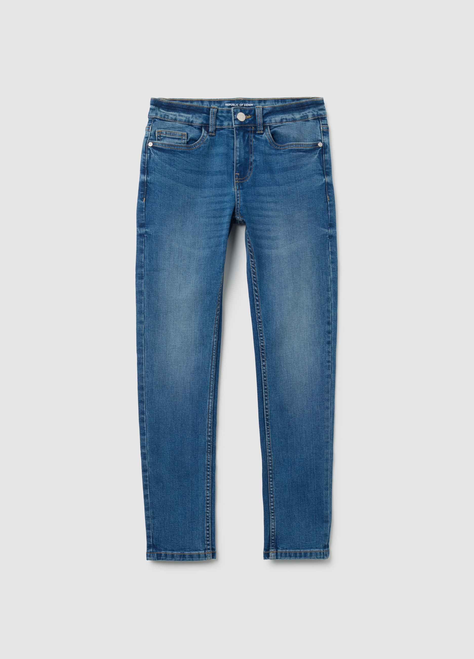 Jeans Da Ragazzo In Cotone Elasticizzato Blu Slim Fit, Niño, Blu Bluette, Talla: 13-14