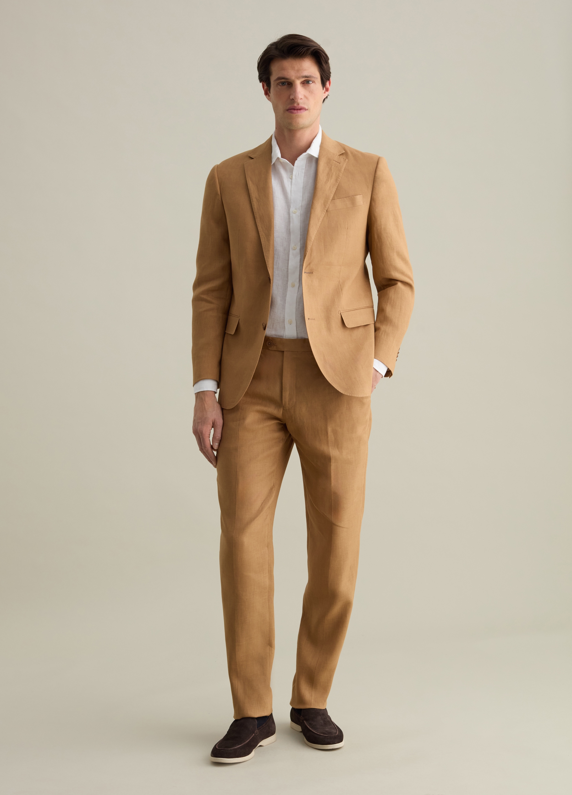 PIOMBO, Pantaloni Slim Fit In Lino, Uomo, Marrone, Taglia: 52