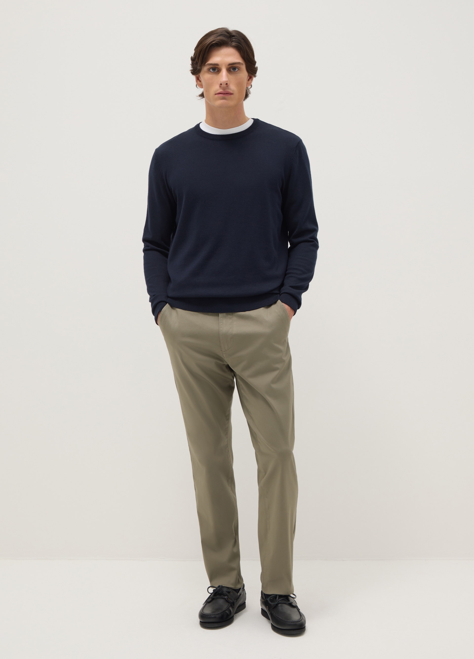 Pantalones Chino Beige De Algodón Elástico Slim Fit, Hombre, Beige Oscuro, Talla: 46