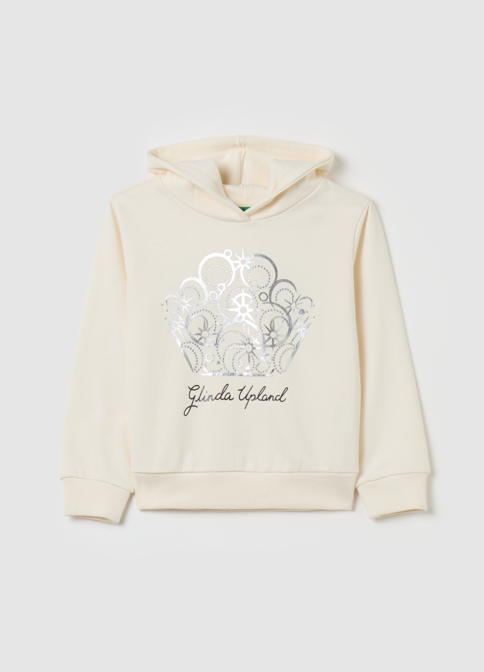 OVS, Felpa Con Cappuccio Stampa In Foil Wicked, Bambina, Bianco, Taglia: 5-6