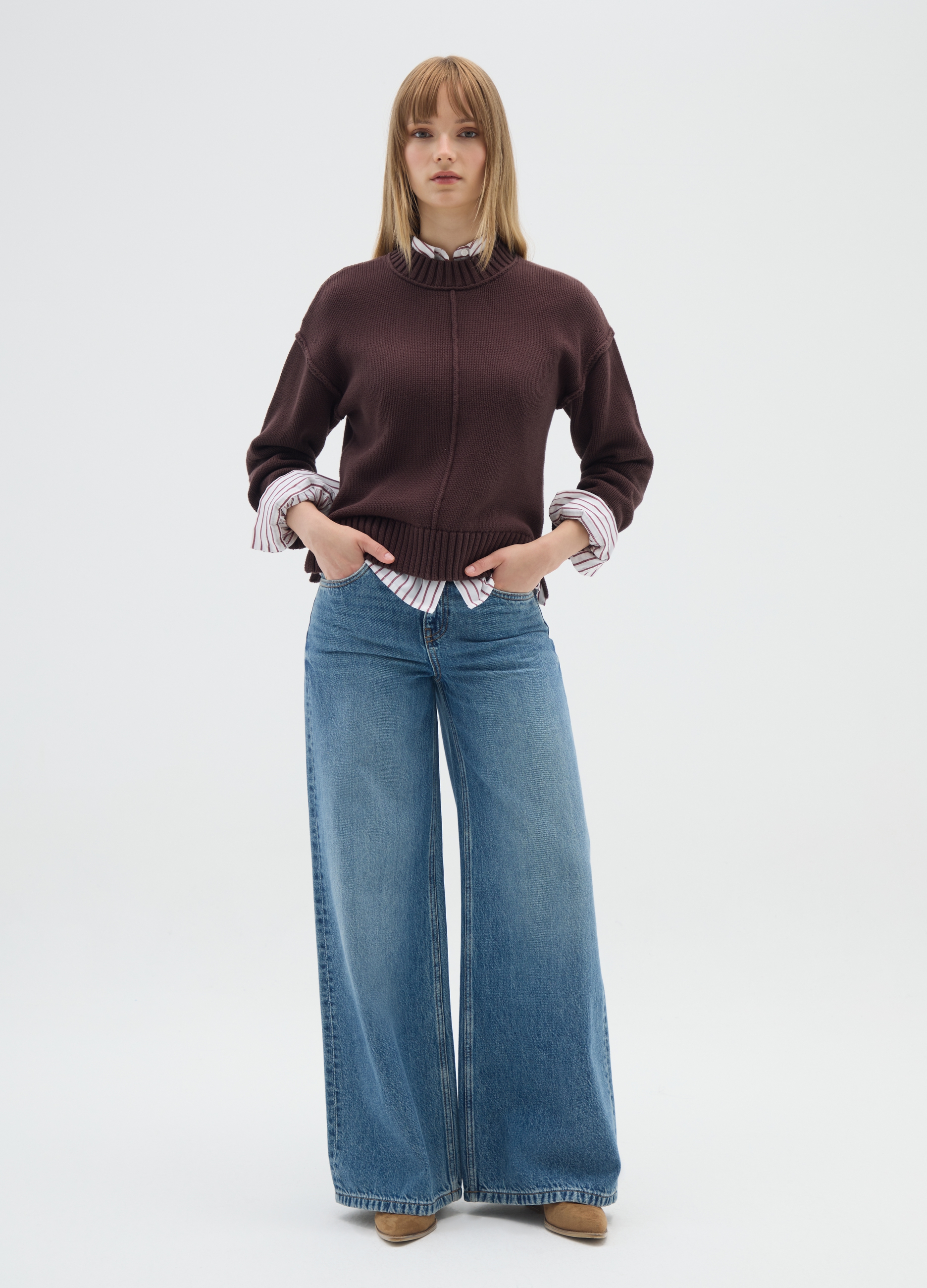 OVS, Maglione Marrone In Puro Cotone, Donna, Marrone, Taglia: XS