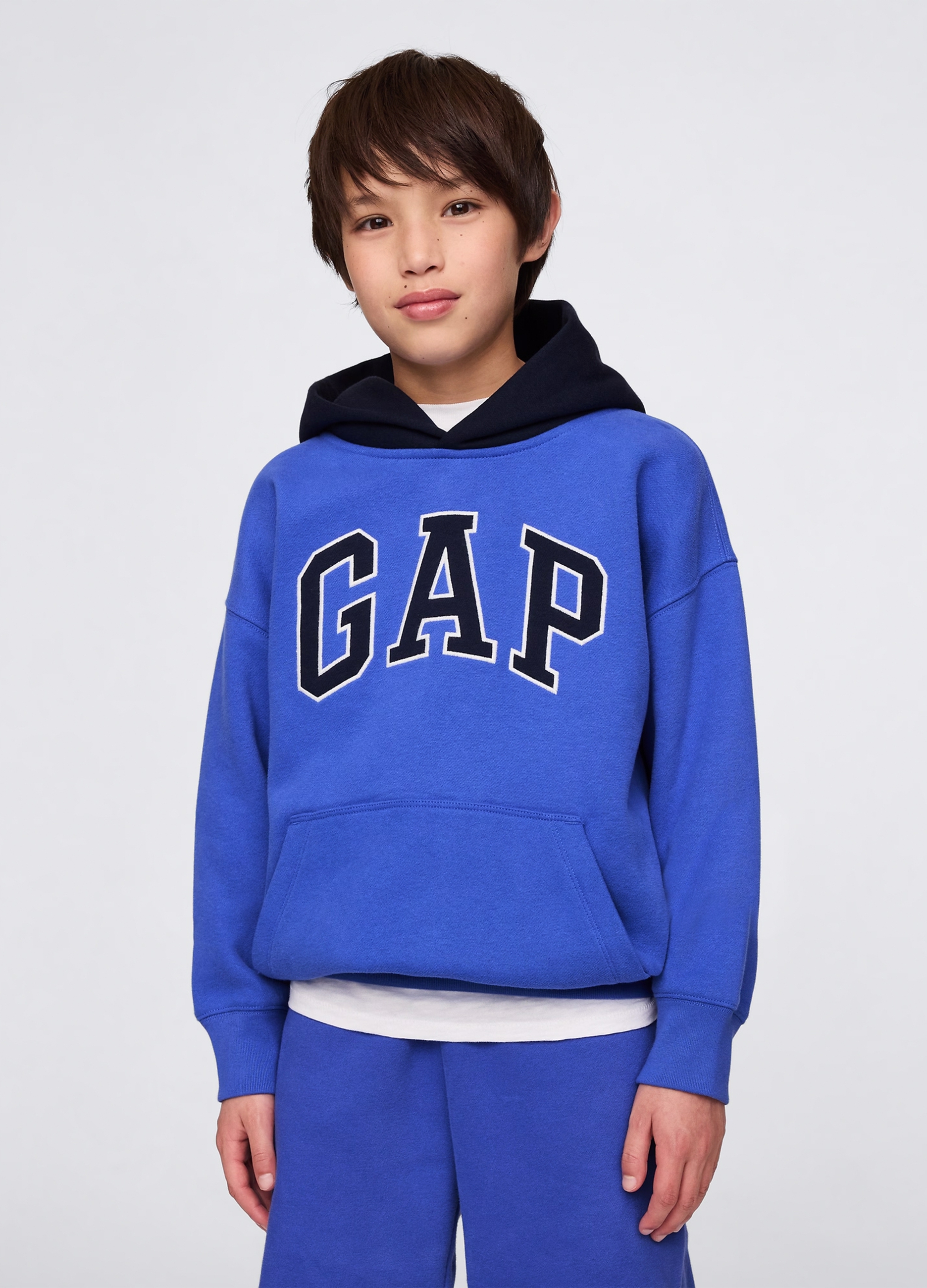 GAP KIDS, Felpa Con Cappuccio E Ricamo Logo, Bambino, Blu, Taglia: S/114-130