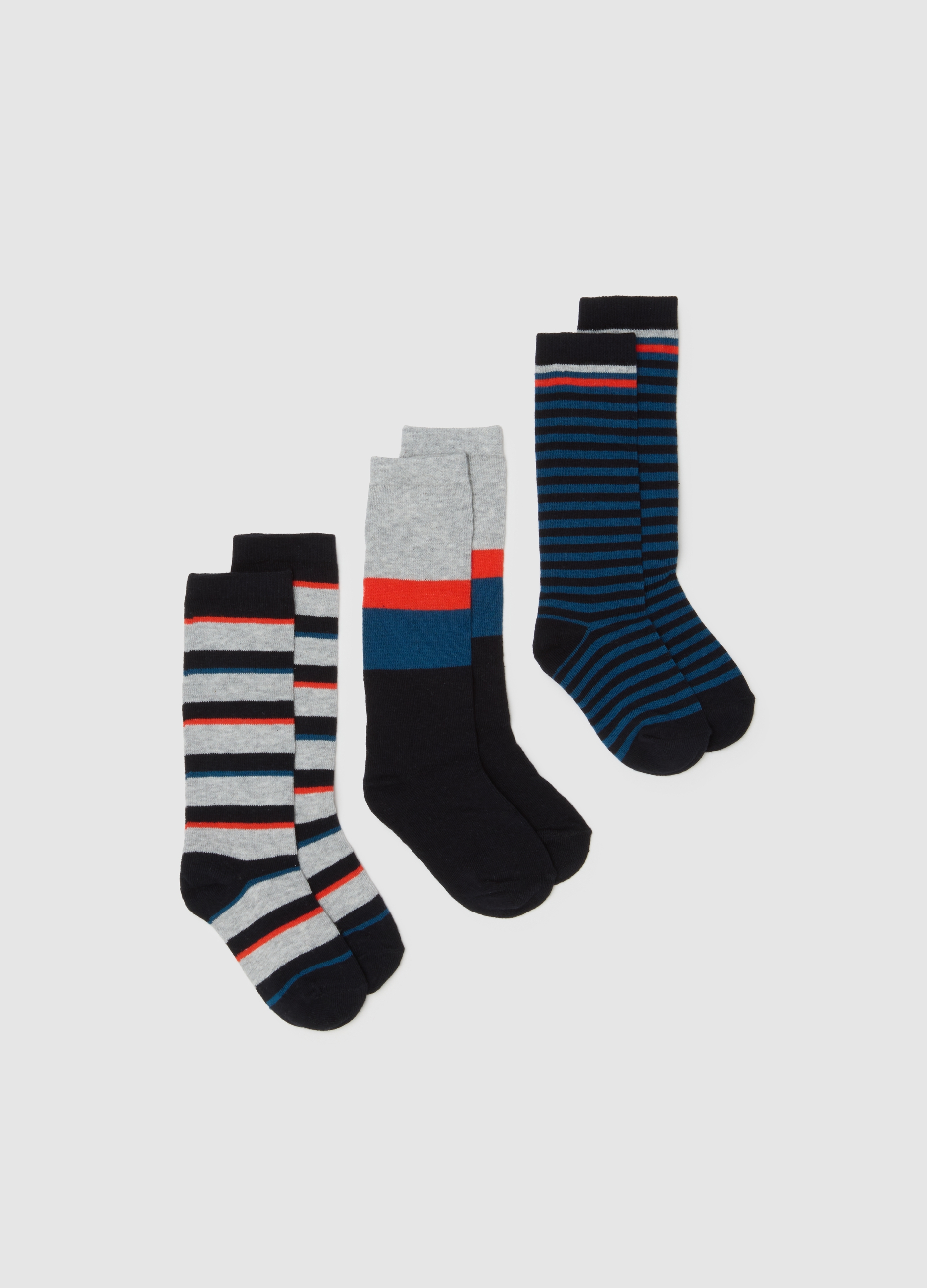 OVS KIDS, Tripack Calze Lunghe Da Bambino In Misto Cotone Multicolor, Multicolor, Taglia: 37/39