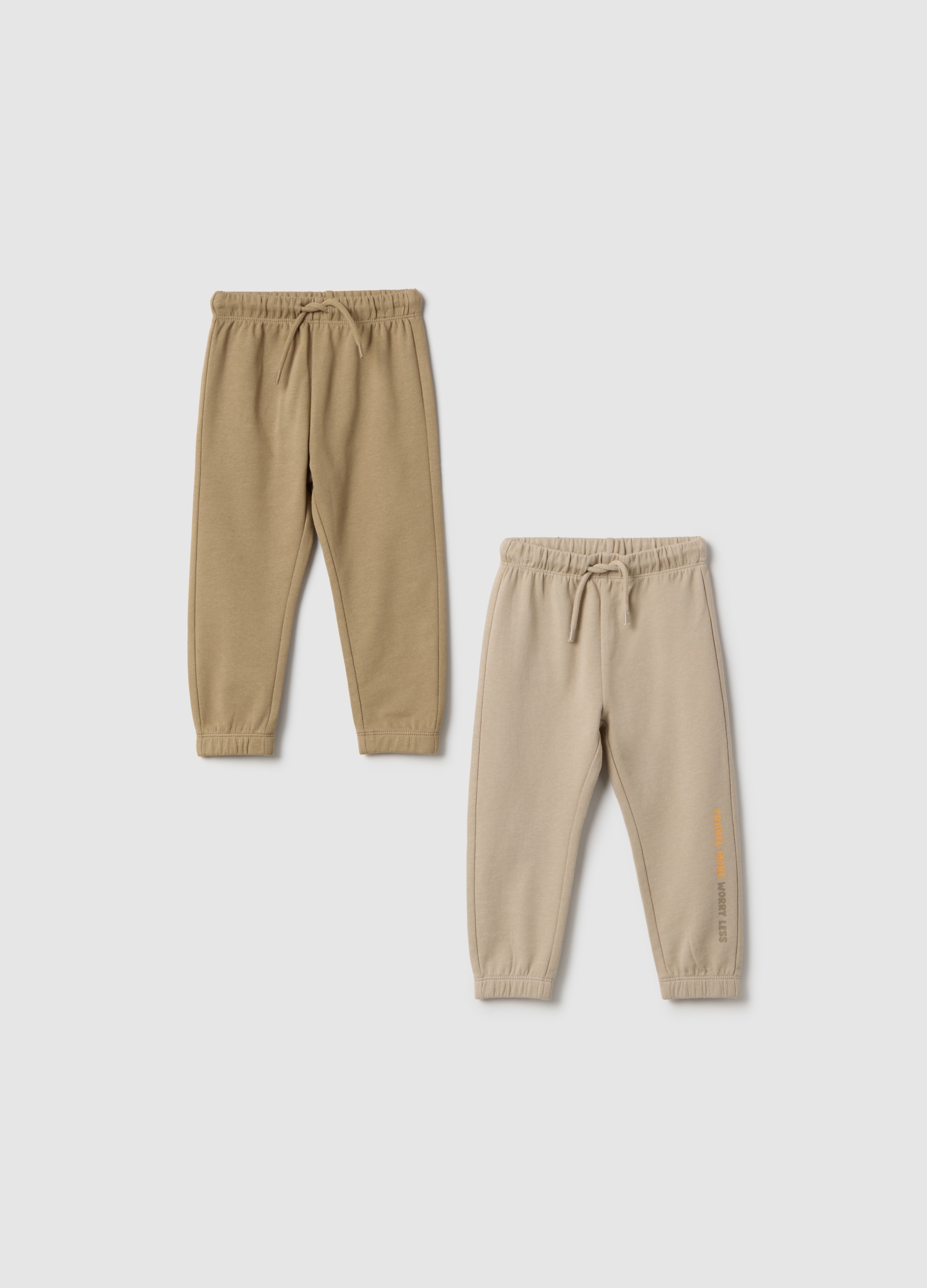 FAGOTTINO, Pack De Dos Joggers Beige De Puro Algodón Para Bebé, Ajuste Regular, Niño, Beige Jaspeado, Talla: 30-36