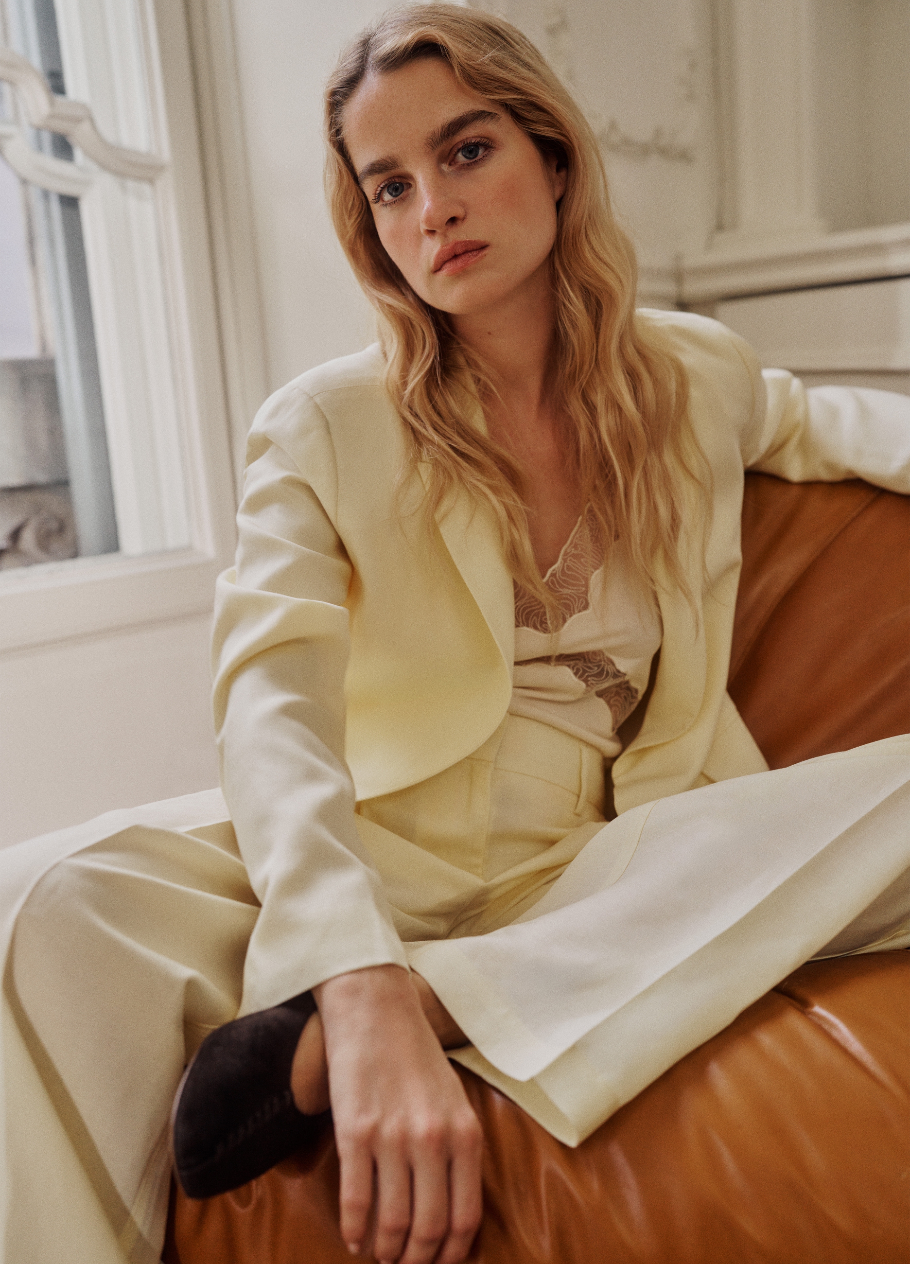 LES COPAINS, Camiseta De Tirantes Beige En Mezcla De Viscosa Regular Fit Con Detalles Transparentes, Mujer, Beige Claro, Talla: 36