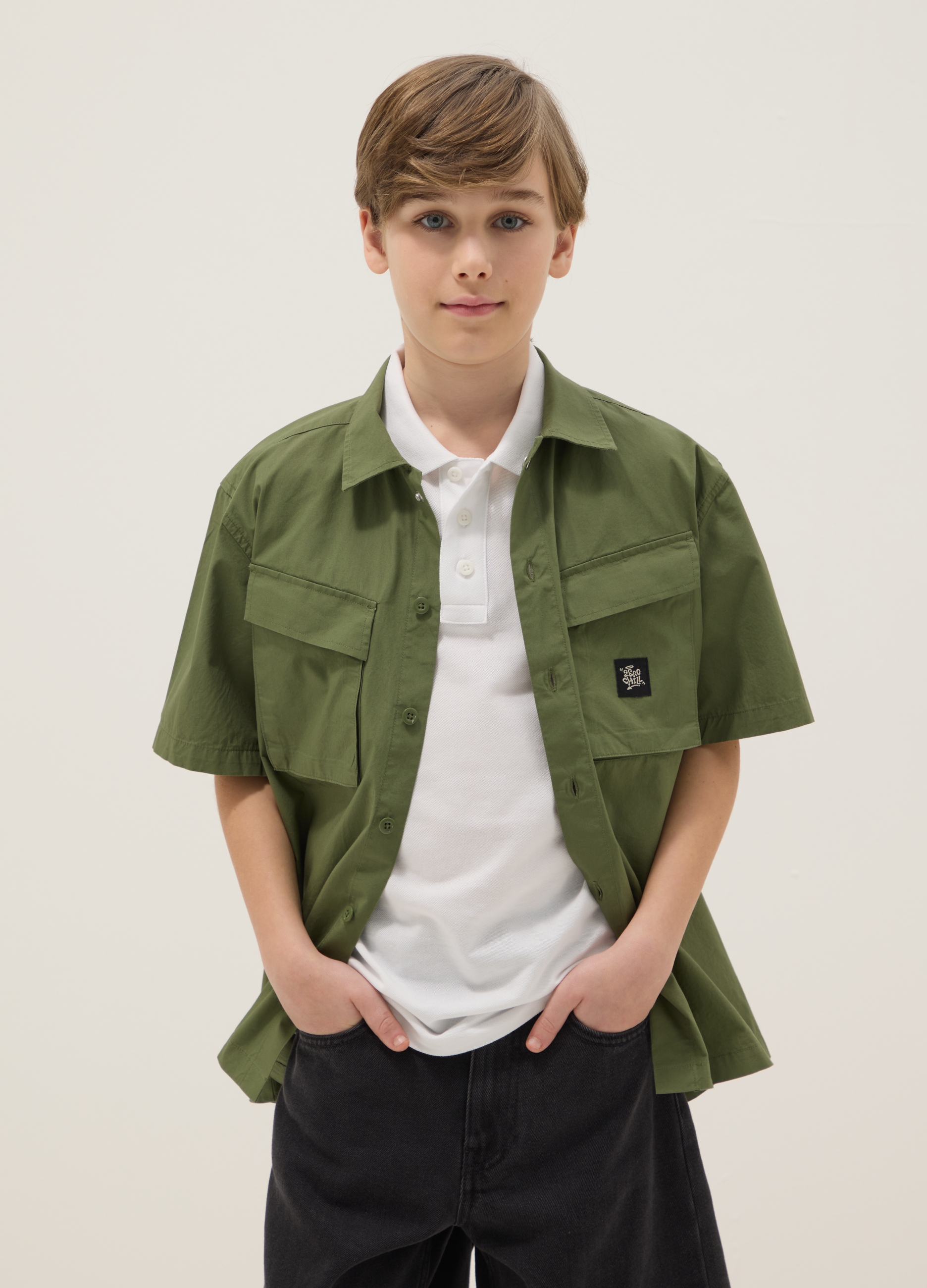 OVS KIDS, Camisa Verde 100% Algodón Para Niño, Corte Oversize, Niño, Verde, Talla: 12-13