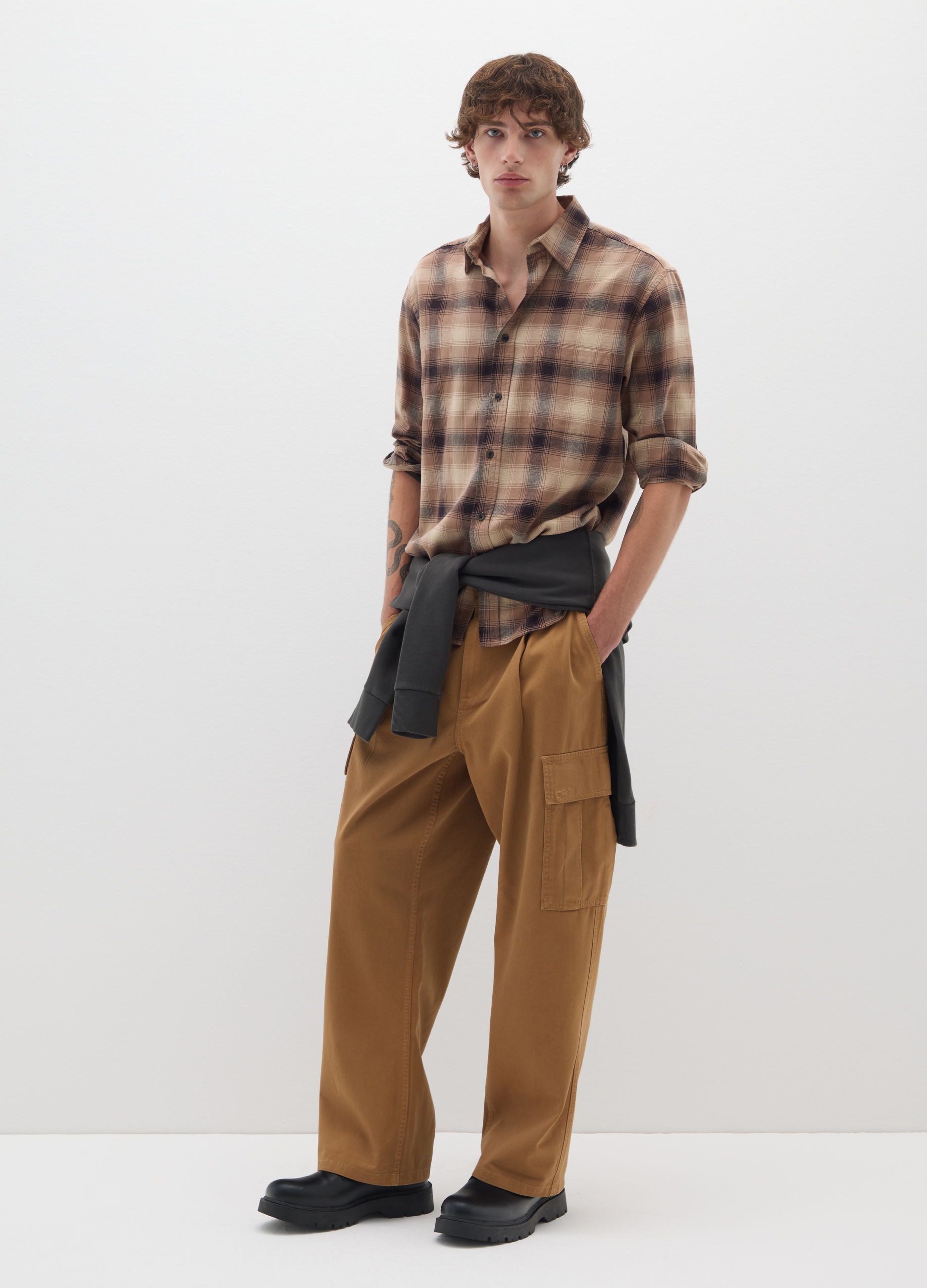 B.ANGEL, Camicia In Puro Cotone Marrone Regular Fit, Uomo, Marrone, Taglia: XS