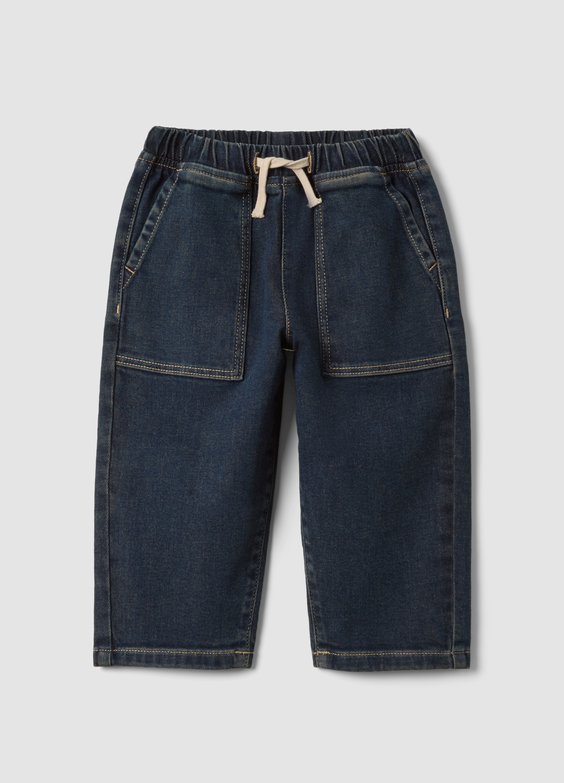 FAGOTTINO, Pantaloni Blu In Cotone Elasticizzato Balloon Fit, Bambina, Blu, Taglia: 24-30