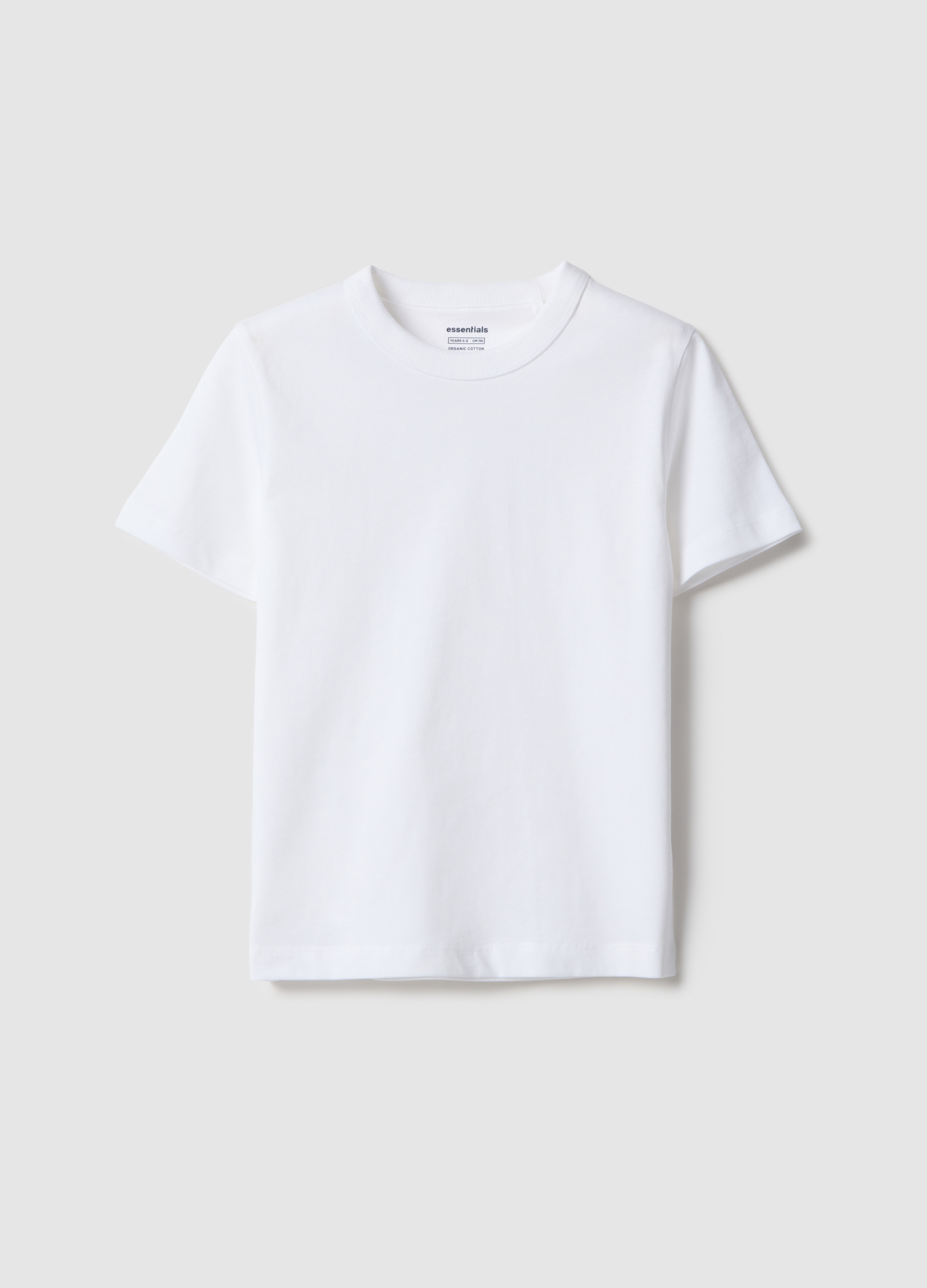 OVS KIDS, Camiseta Blanca Para Niños, Cuello Redondo En Puro Algodón, Ajuste Regular, Niño, Blanco óptico, Talla: 8-9