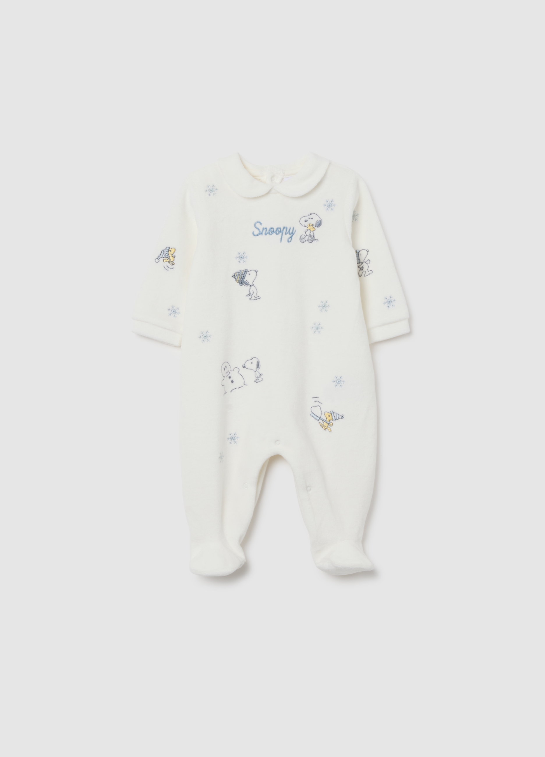 FAGOTTINO, Tutina Da Neonato In Cotone E Velour Bianca Con Bottoni, Bianco, Taglia: 6-9