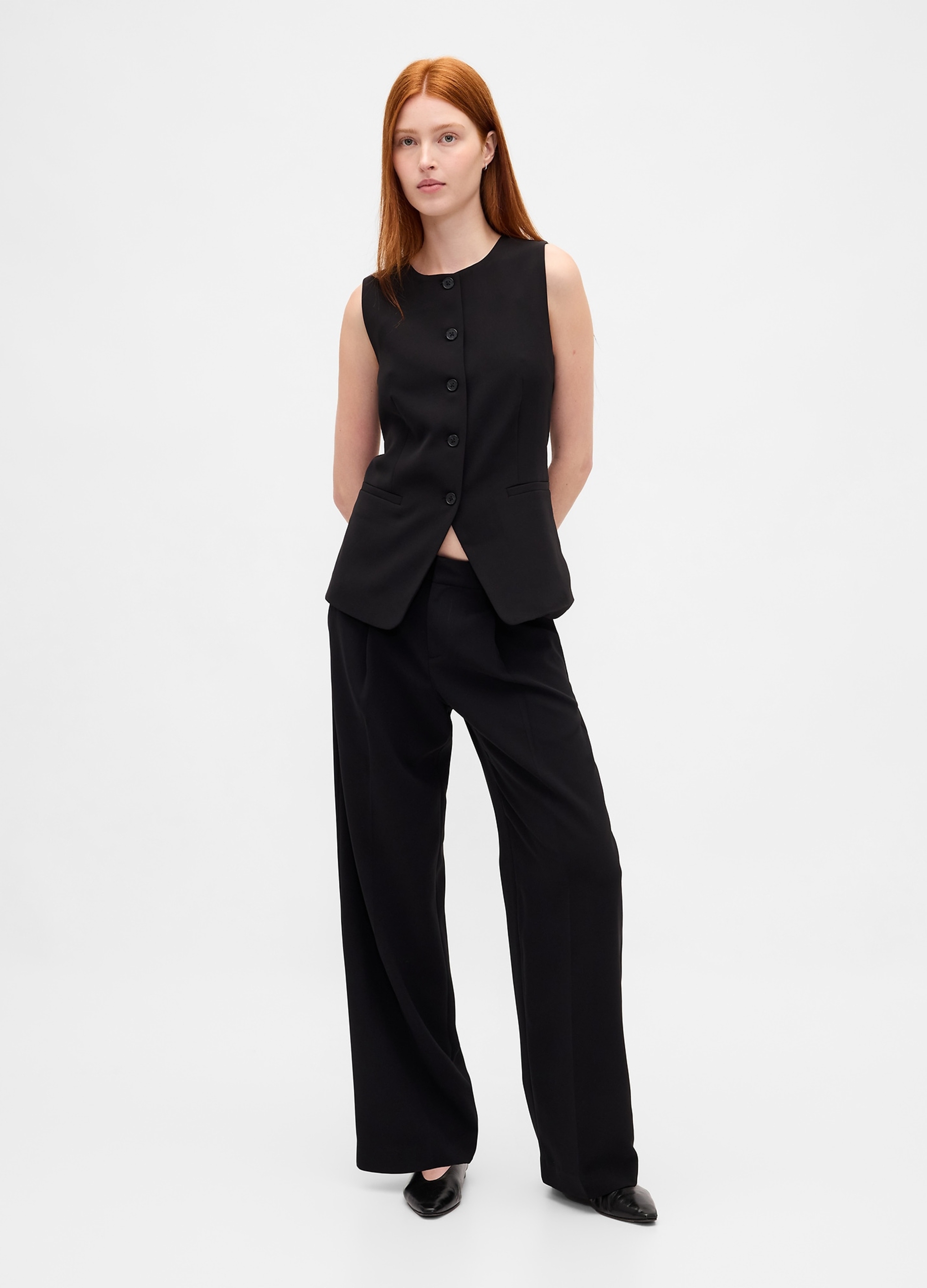 GAP, Pantaloni A Palazzo Eleganti, Donna, Nero, Taglia: 36