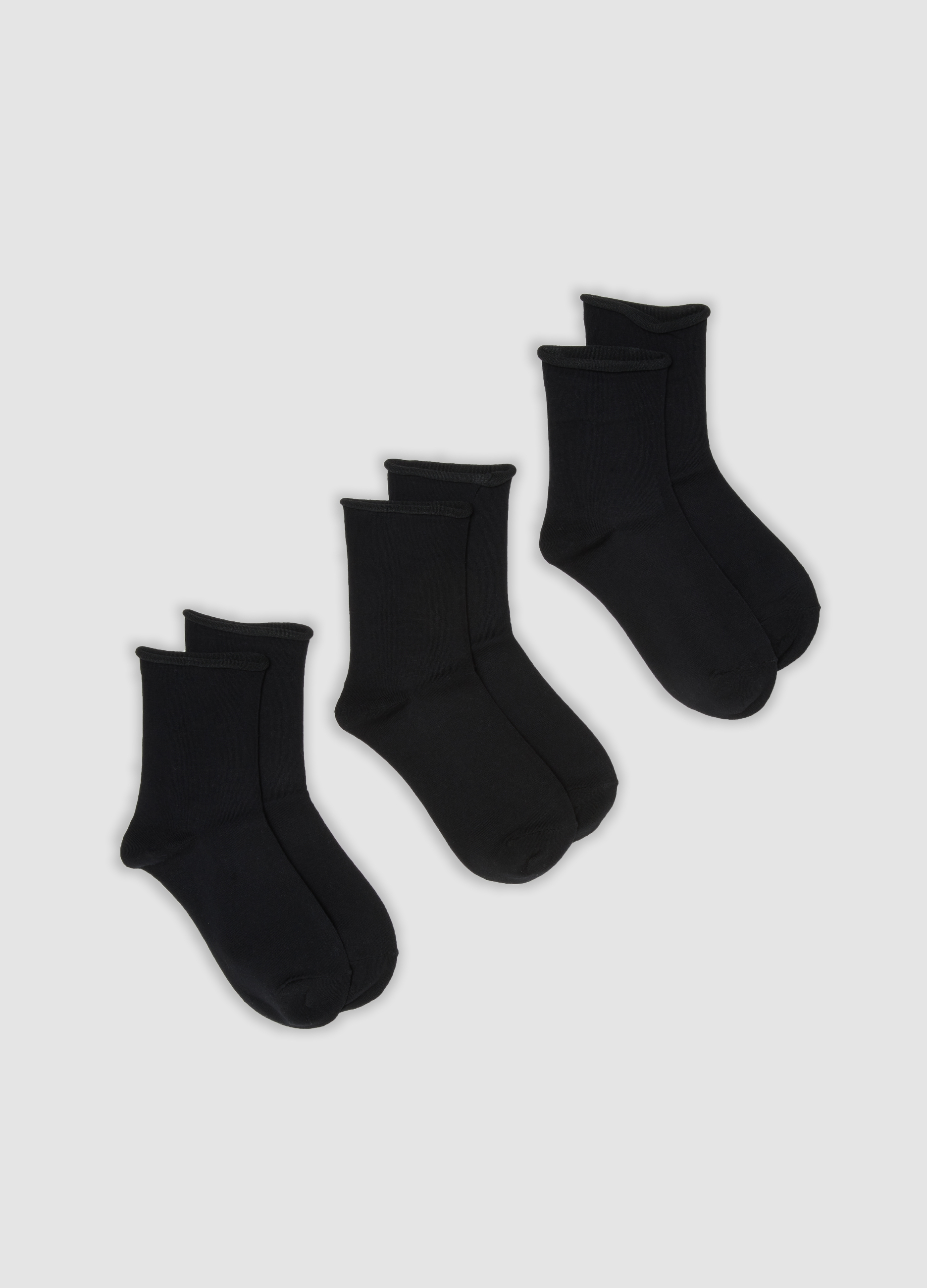 OVS, Tripack Di Calzini Neri In Cotone Organico, Donna, Nero, Taglia: 39-41