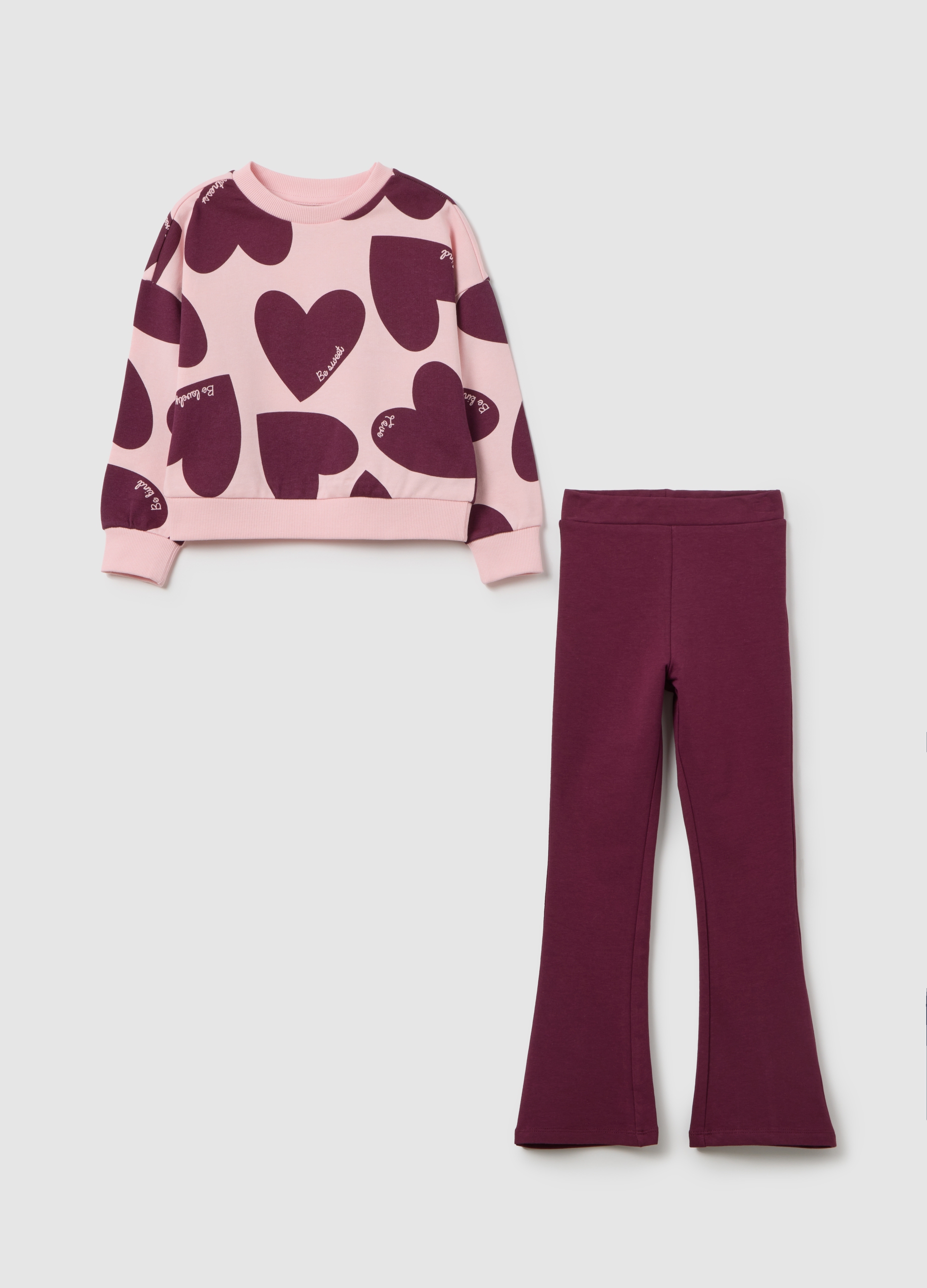 Conjunto Rosa Con Corazones De Algodón, Niña, Rojo/Rosa, Talla: 8-9