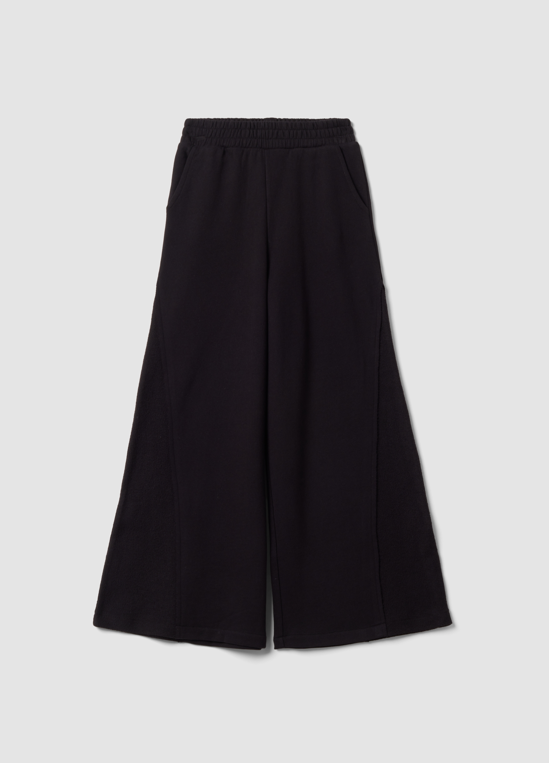 OVS KIDS, Pantaloni Neri Wide Leg In Puro Cotone, Bambina, Nero, Taglia: 11-12
