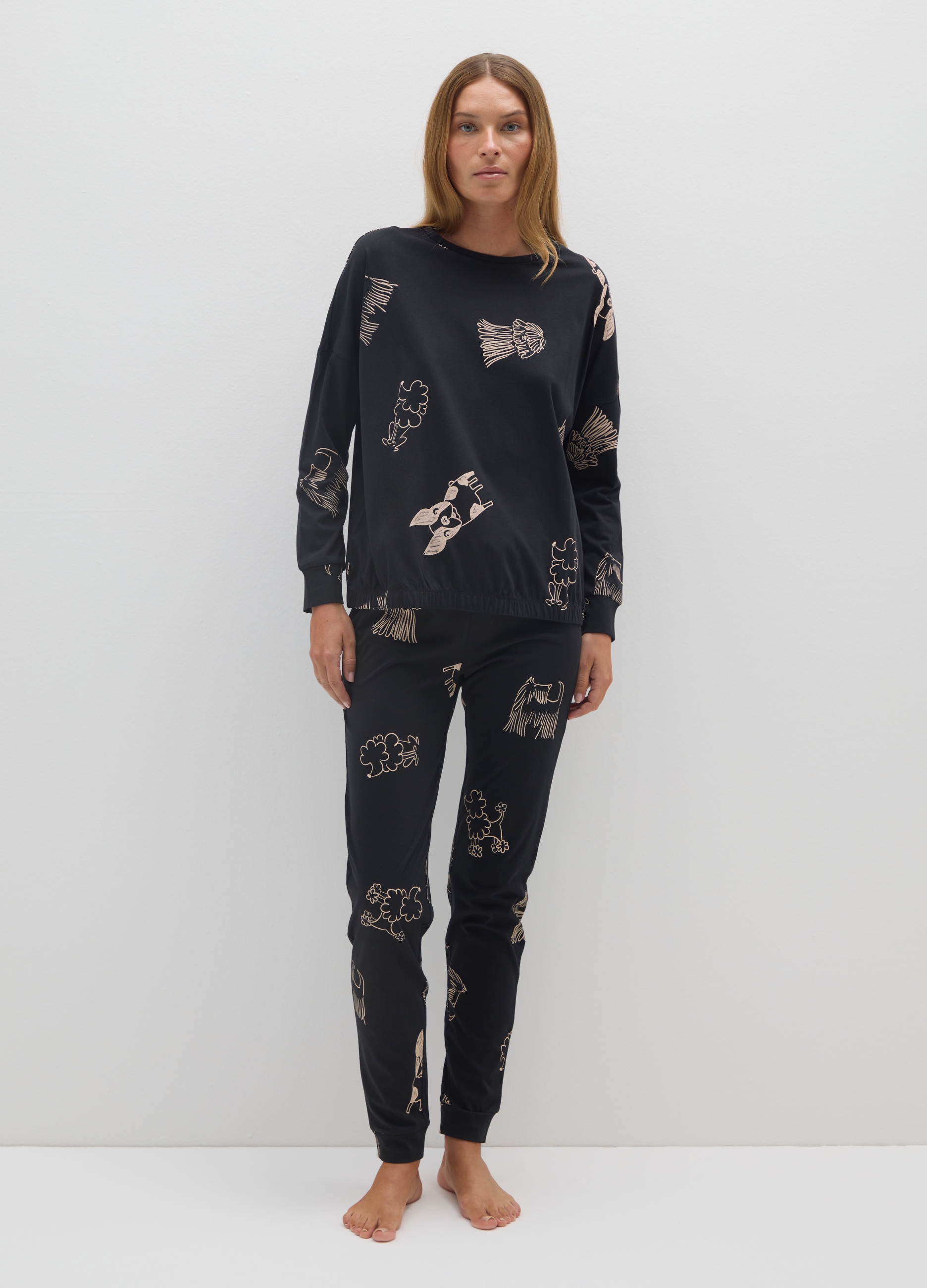 OVS, Pigiama In Puro Cotone Nero Regular Fit, Donna, Nero, Taglia: XXL