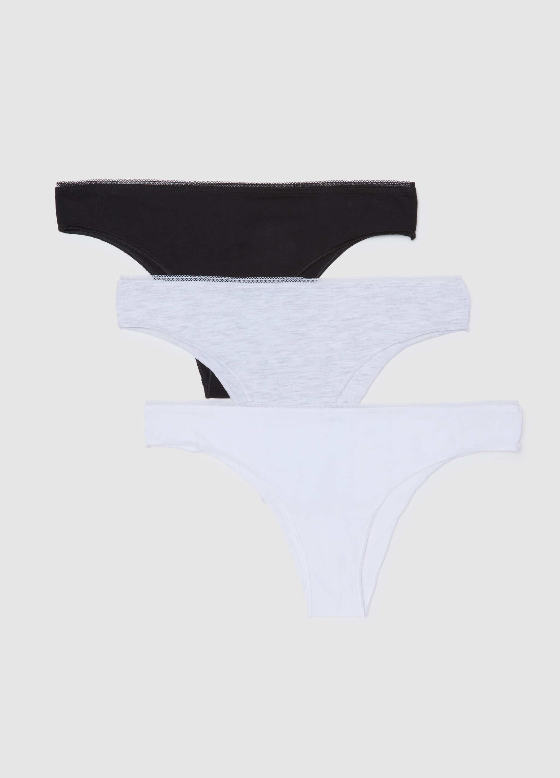 Tri-pack De Slips Multicolor Algodón Elástico Corte Regular, Mujer, Negro/Blanco/Gris, Talla: 2