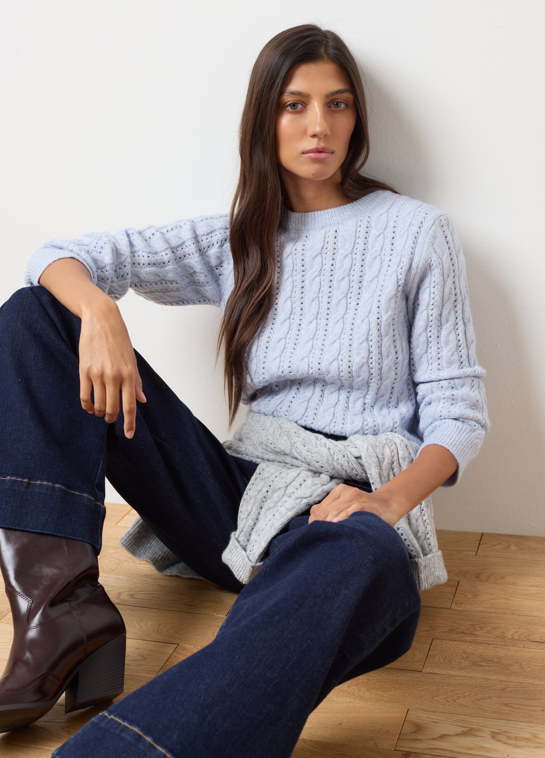 LES COPAINS, Maglione Azzurro Regular Fit, Donna, Azzurro, Taglia: L