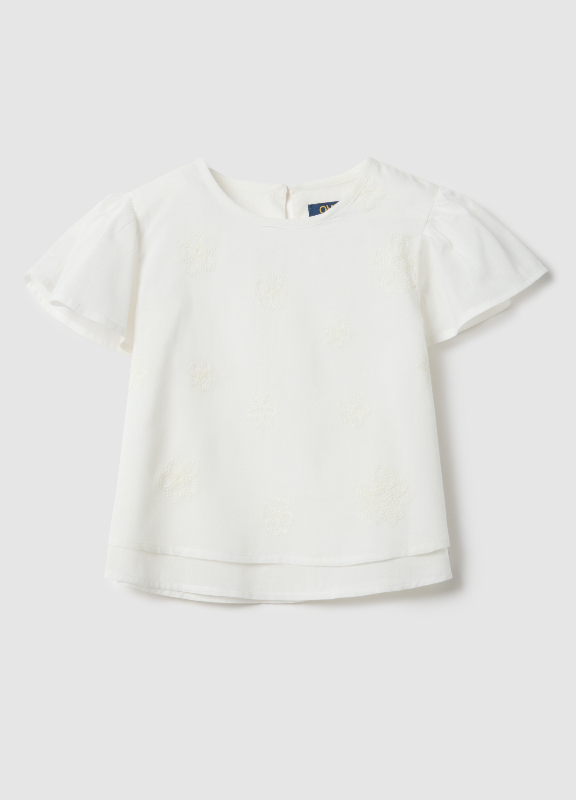OVS KIDS, Blusa Blanca De Algodón Puro Para Niña Corte Regular Con Bordados, Niña, Blanco óptico, Talla: 9-10