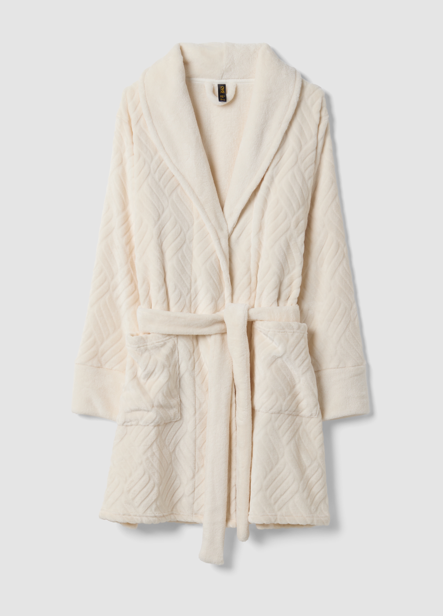 OVS, Vestaglia Beige Trapuntata Con Cintura E Collo A Scialle, Donna, Beige, Taglia: M