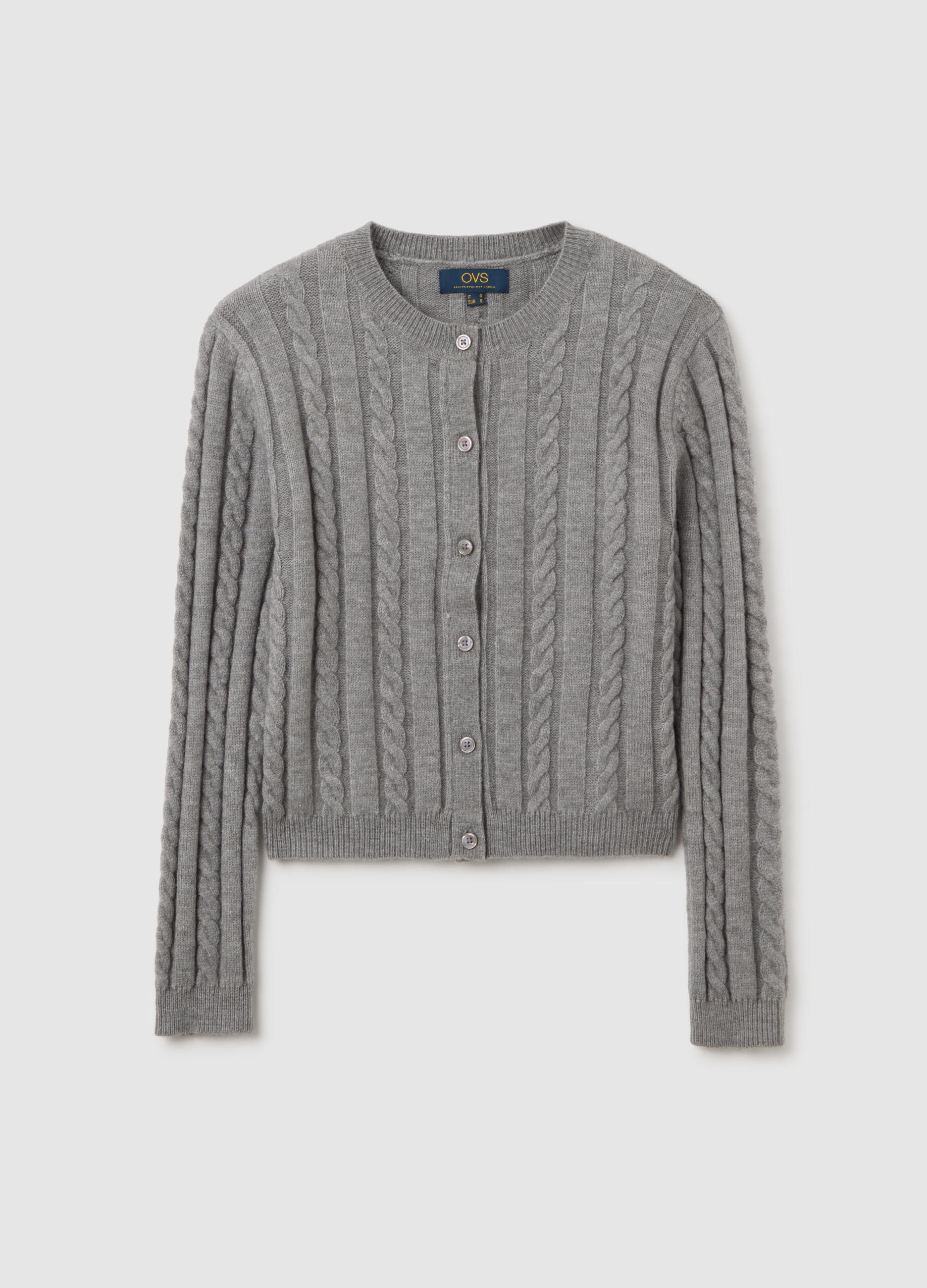 Cárdigan Gris De Punto, Mujer, Gris, Talla: 36