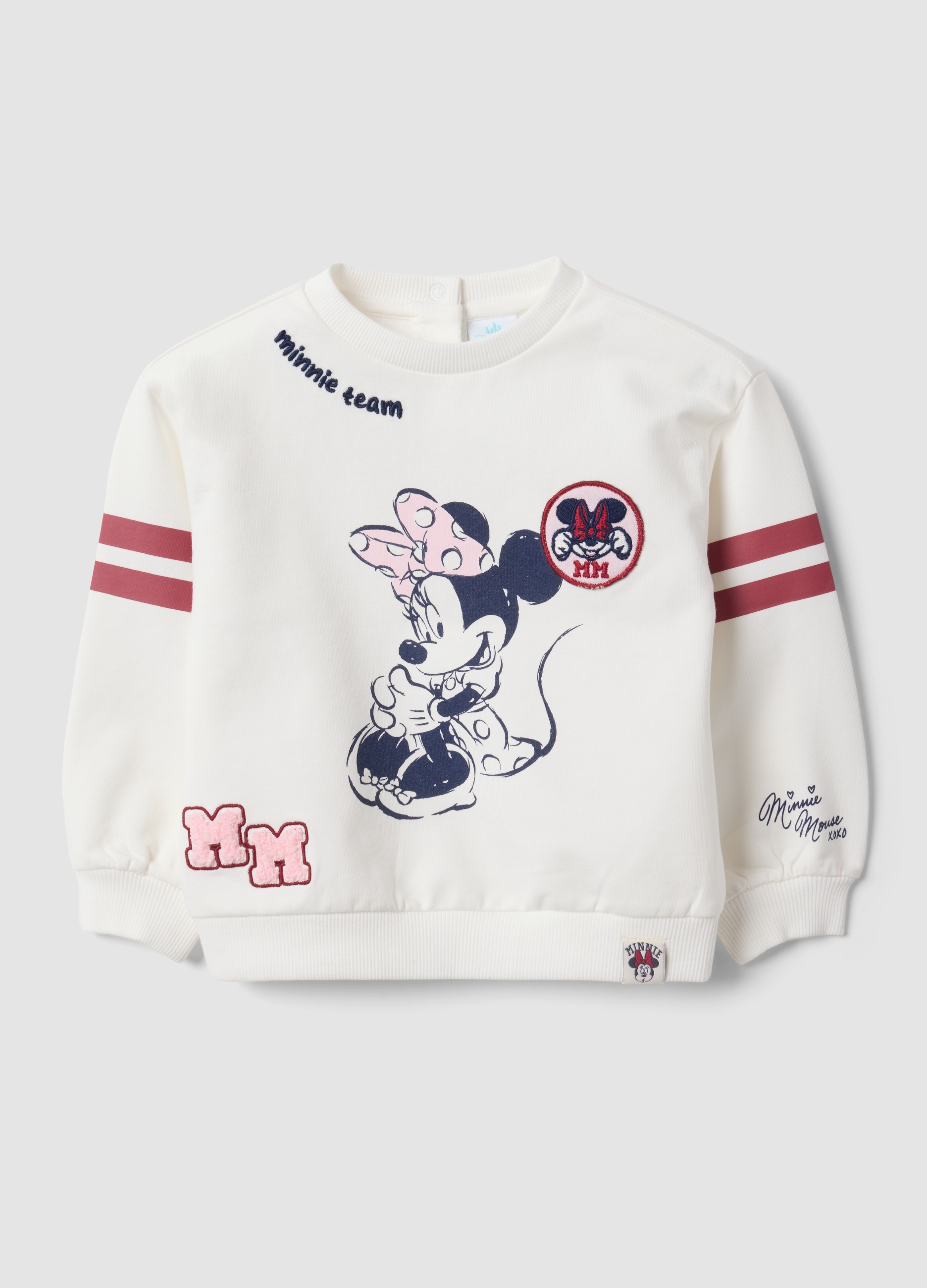 FAGOTTINO, Felpa Bianca In Cotone Organico Elasticizzato Con Stampa Minnie, Bambina, Bianco, Taglia: 9-12