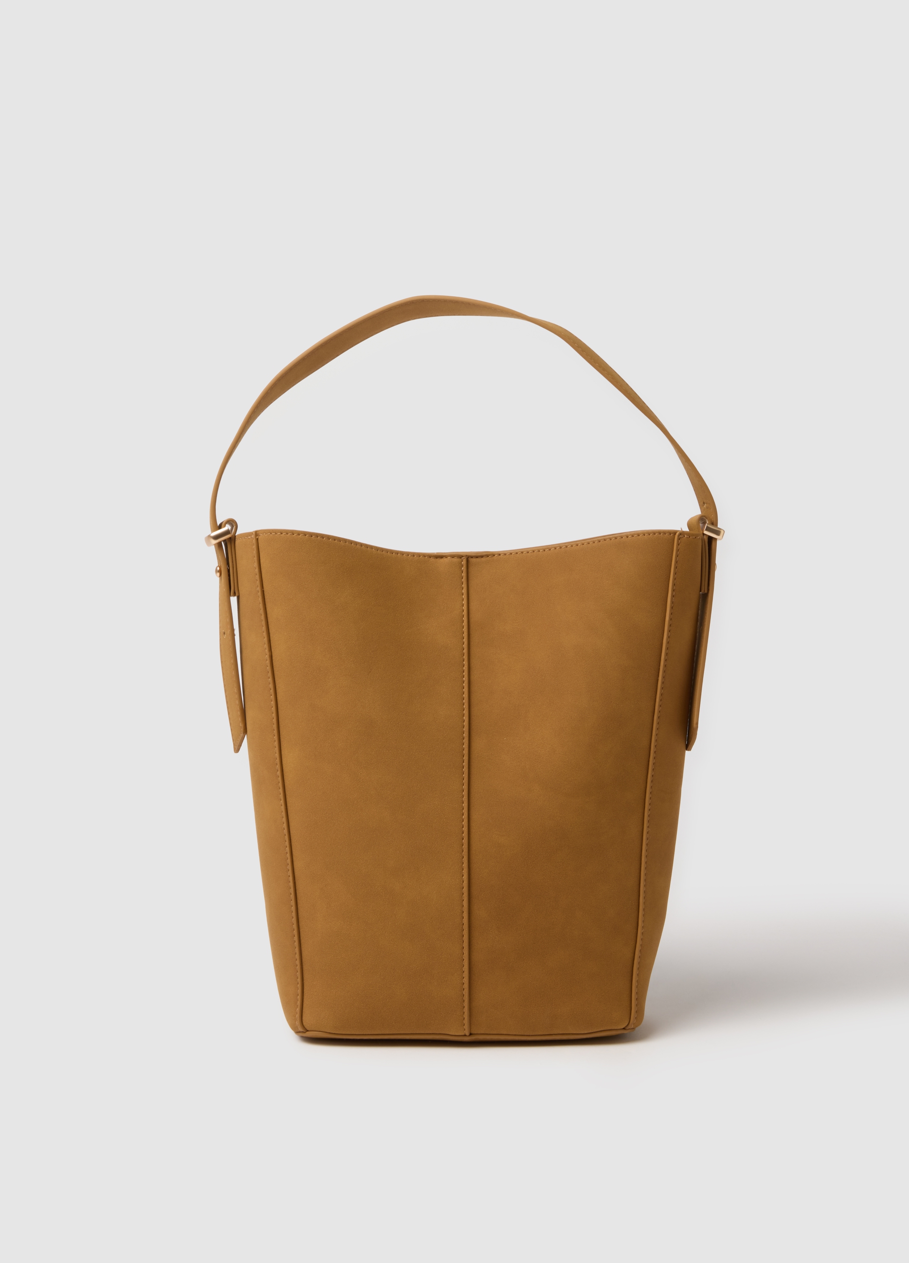 Bolso Tipo Cubo Marrón Con Asa Ajustable, Mujer, Marrón claro, Talla: FASUL