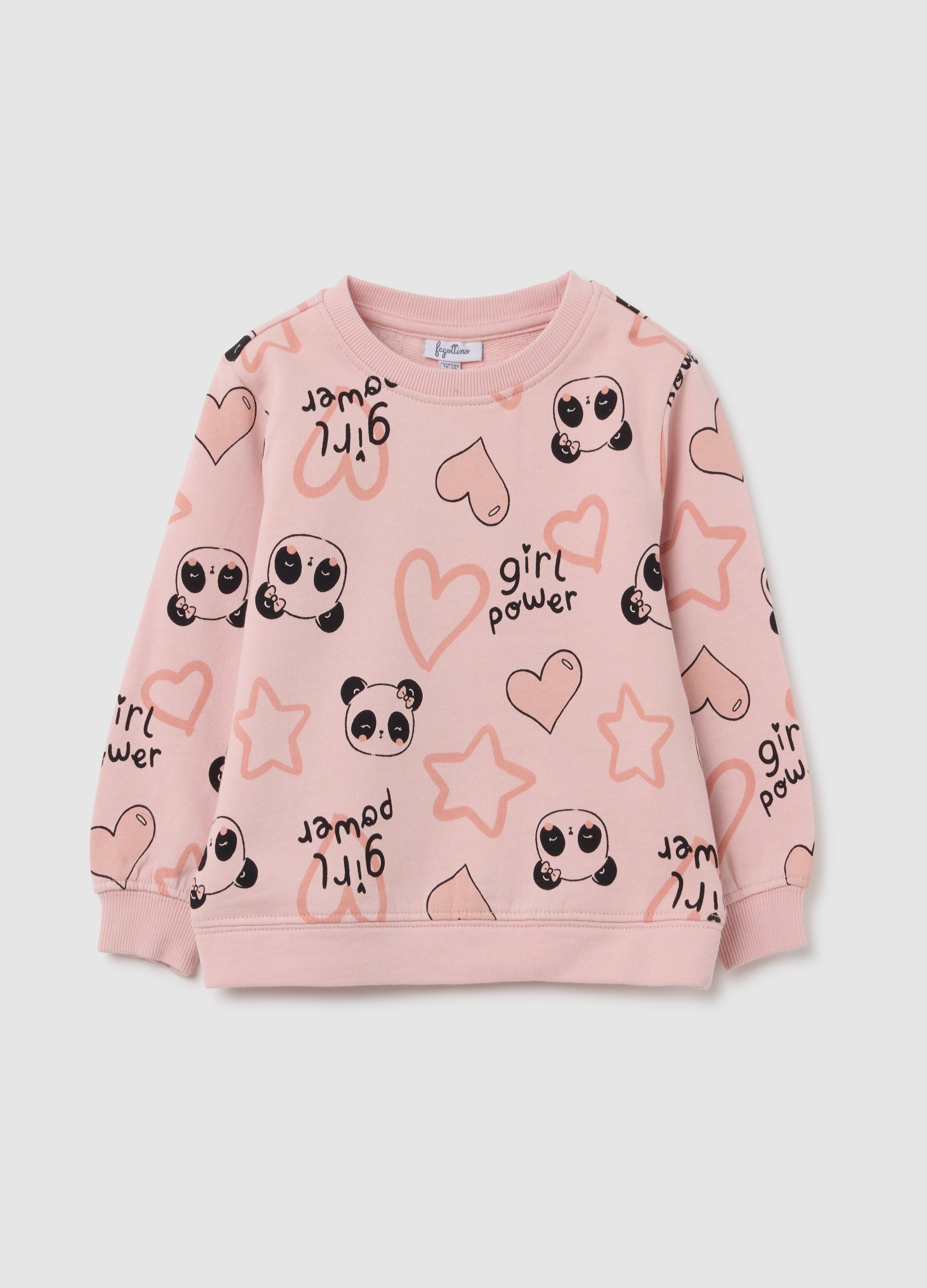 OVS, Felpa Da Bambina In Puro Cotone Rosa Regular Fit Con Stampa, Mädchen, Pastellrosa, Größe: 9-12